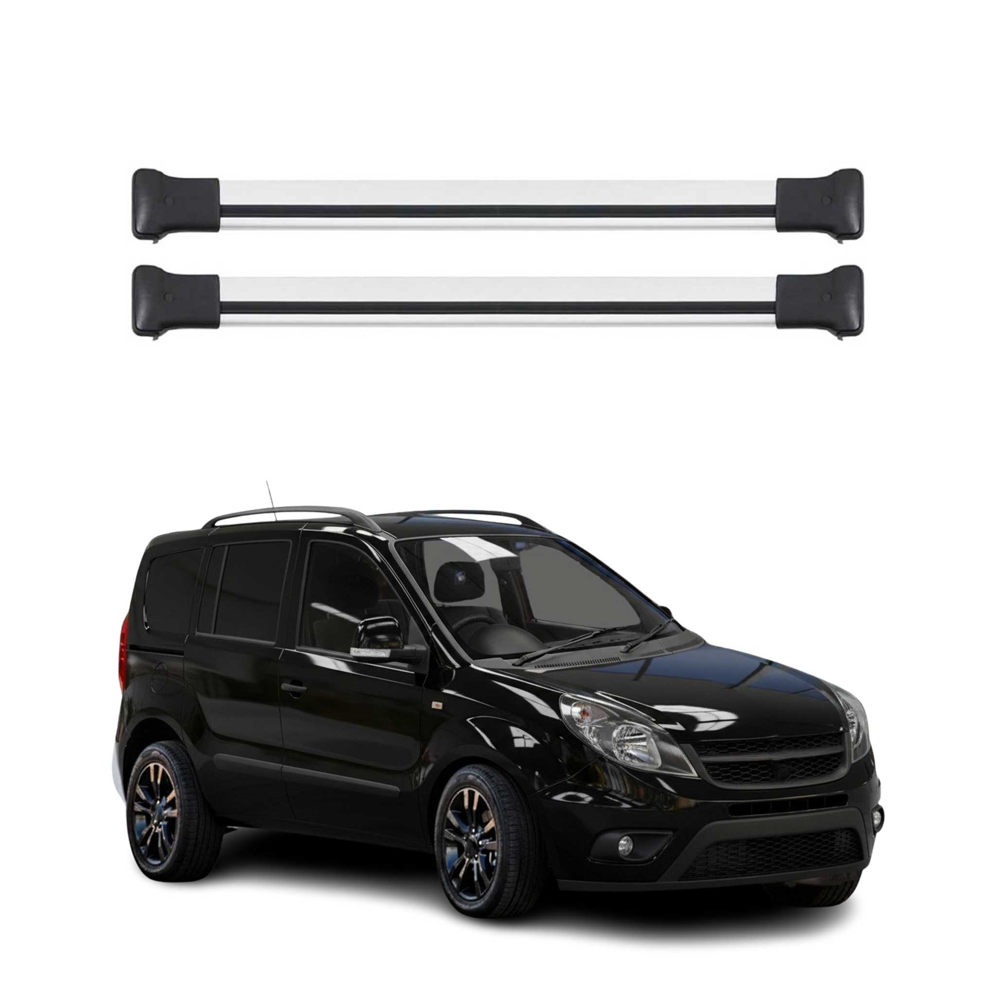 Omac Aluminium Dachträger Querträger Für Fiat Doblo Ii 2010-2021 – Tüv / Din 75302:2019 – Max. 75 Kg – 2 Stangen Silber