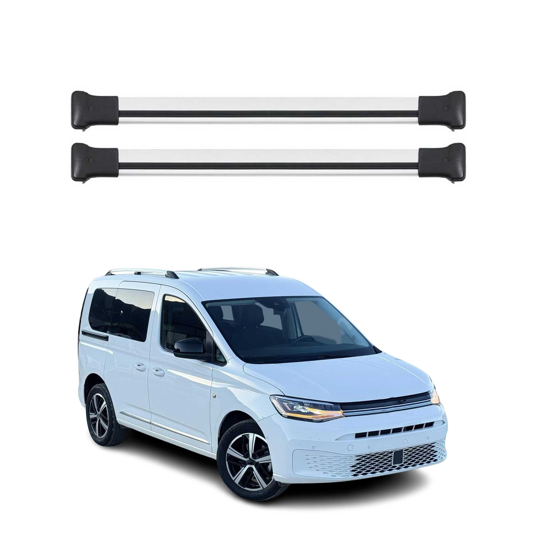 Omac Aluminium Dachträger Querträger Für Vw Caddy Iv 2020-2026 – Tüv / Din 75302:2019 – Max. 75 Kg – 2 Stangen Silber