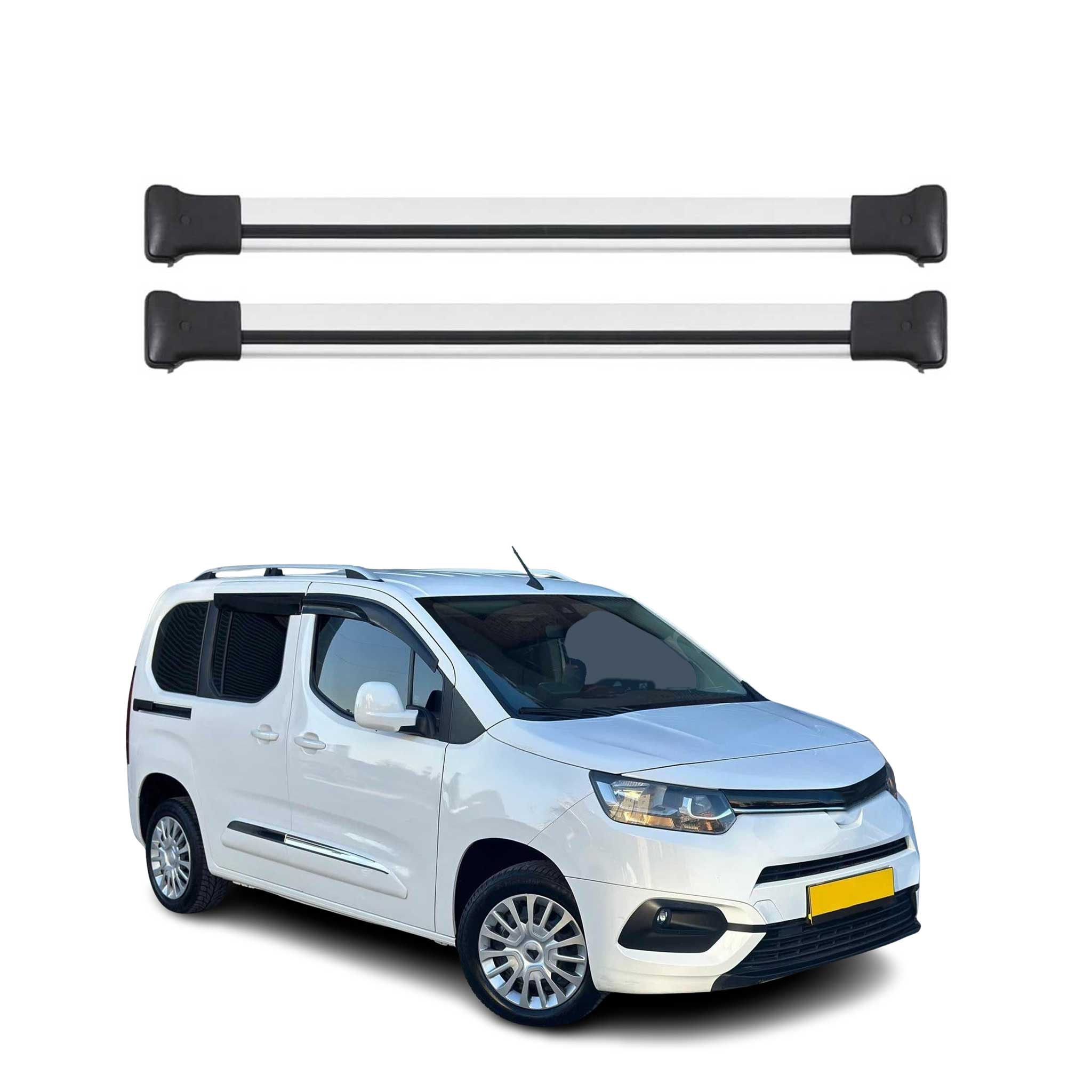 Omac Aluminium Dachträger Querträger Für Toyota Proace City 2019-2026 – Tüv / Din 75302:2019 – Max. 75 Kg – 2 Stangen Silber