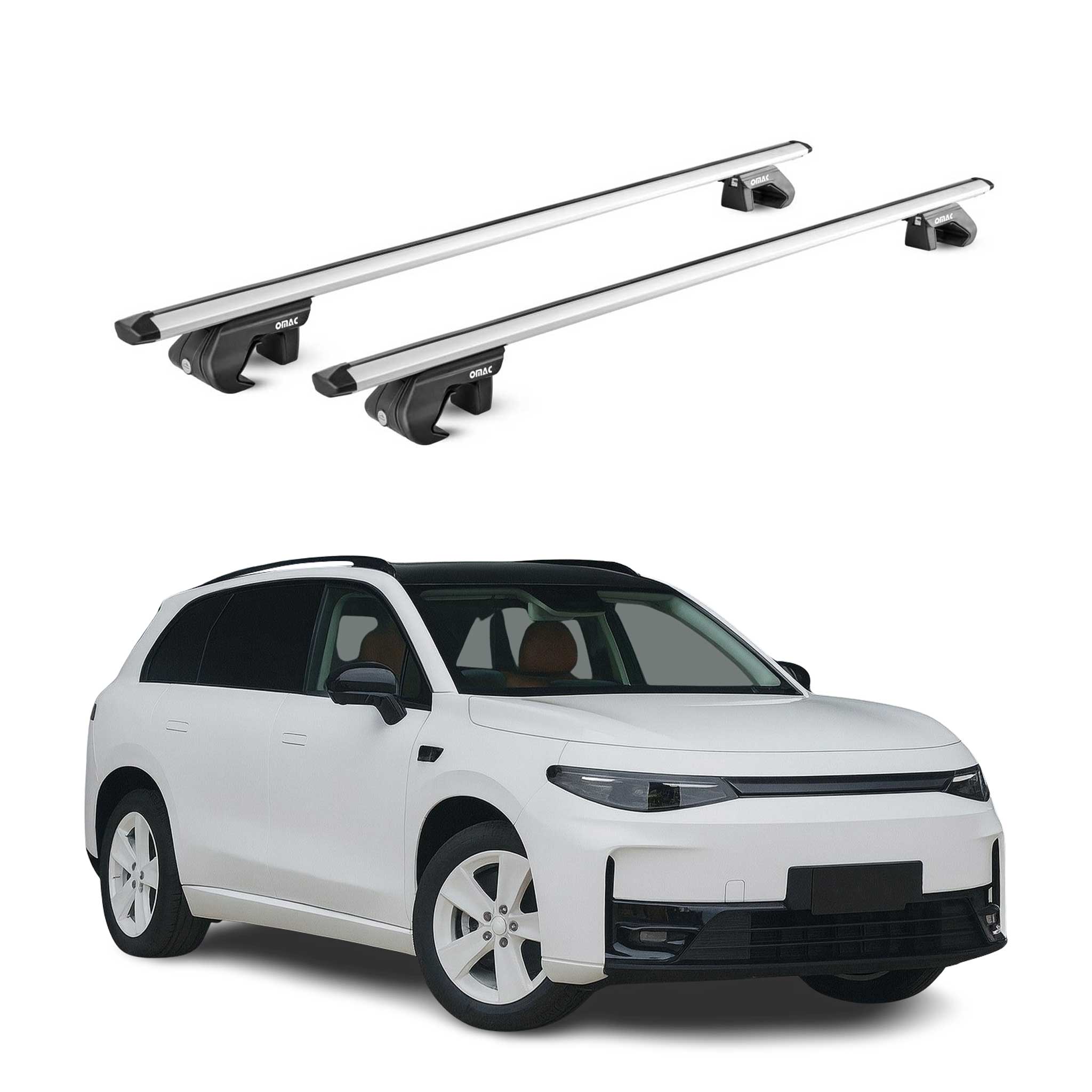 Omac Dachträger Aluminium Tüv Geprüft Für Leapmotor C10 2024-2026 – Für Standard Dachreling – T Nut – Max 90 Kg – 2 Schlösser Silber