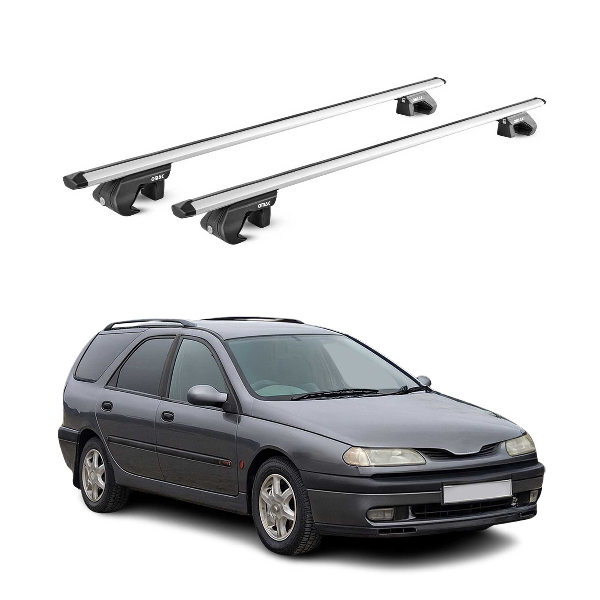 Omac Dachträger Aluminium Tüv Geprüft Für Renault Laguna I Ii Kombi 1994-2008 – Für Standard Dachreling – T Nut – Max 90 Kg – 2 Schlösser Silber