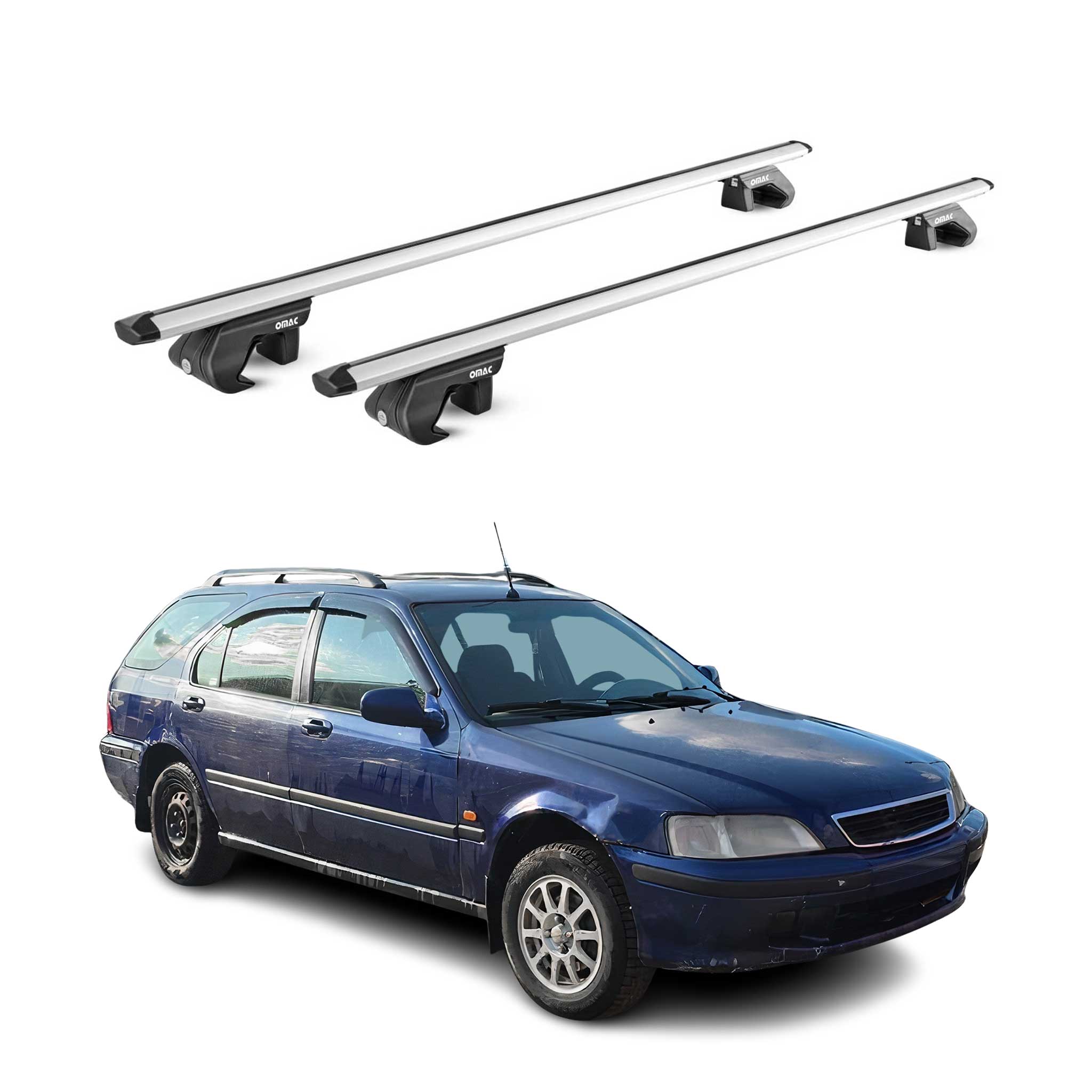Omac Dachträger Aluminium Tüv Geprüft Für Honda Civic Mk6 Kombi 1996-2011 – Für Standard Dachreling – T Nut – Max 90 Kg – 2 Schlösser Silber