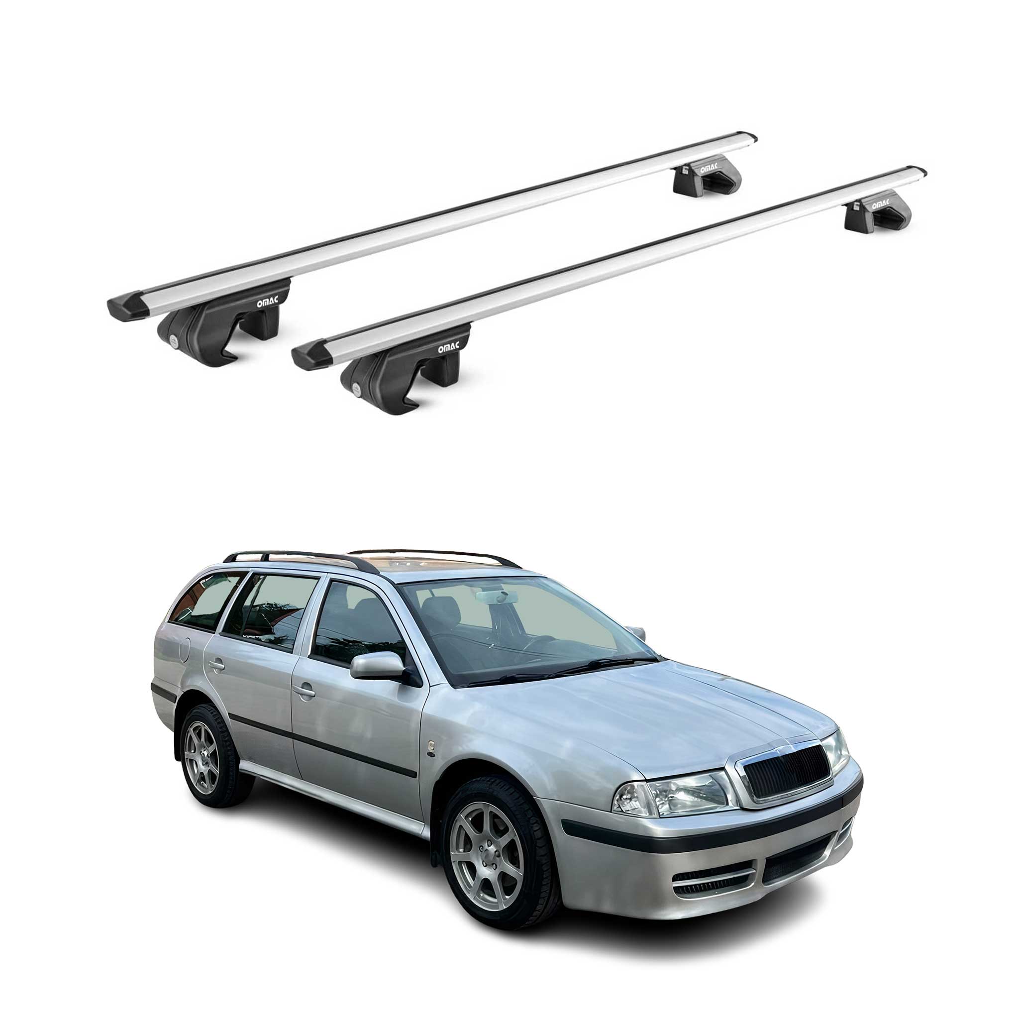 Omac Dachträger Aluminium Tüv Geprüft Für Skoda Octavia Kombi 1996-2020 – Für Standard Dachreling – T Nut – Max 90 Kg – 2 Schlösser Silber
