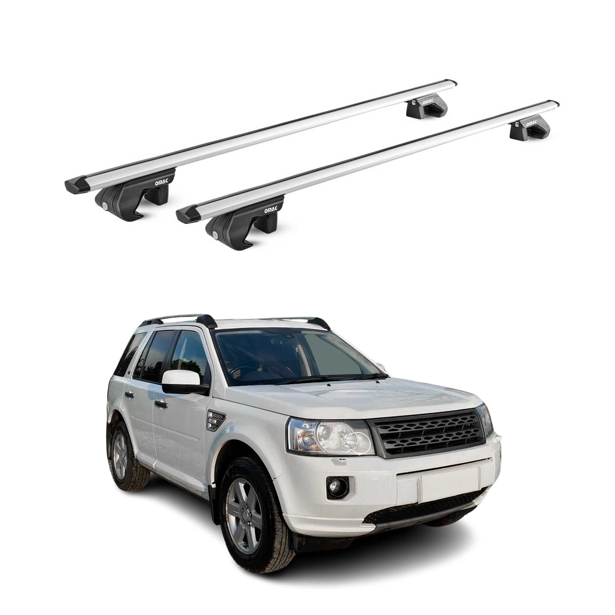 Omac Dachträger Aluminium Tüv Geprüft Für Land Rover Freelander Ii L359 2007-2015 – Für Standard Dachreling – T Nut – Max 90 Kg – 2 Schlösser Silber