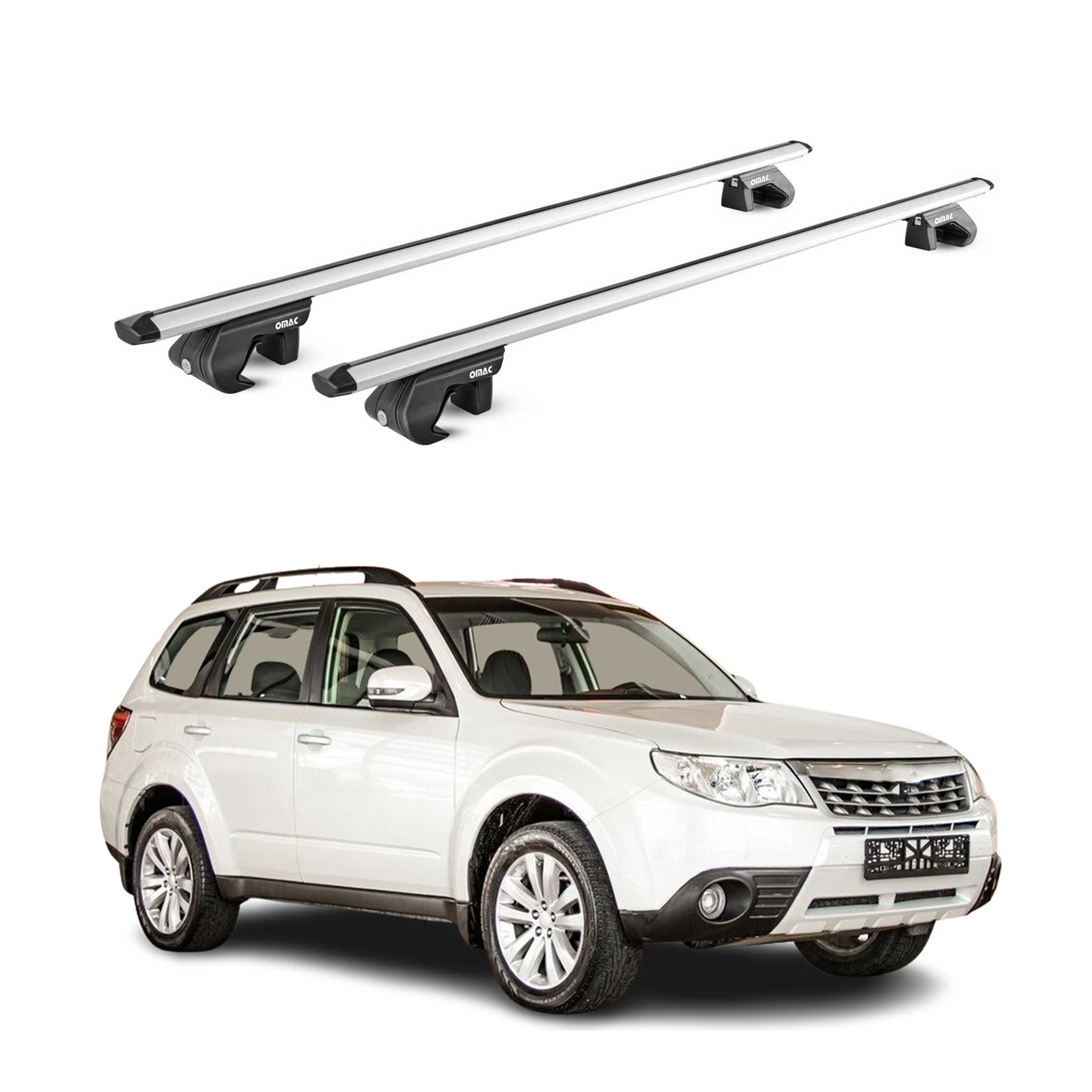 Omac Dachträger Aluminium Tüv Geprüft Für Subaru Forester Iii 2008-2013 – Für Standard Dachreling – T Nut – Max 90 Kg – 2 Schlösser Silber