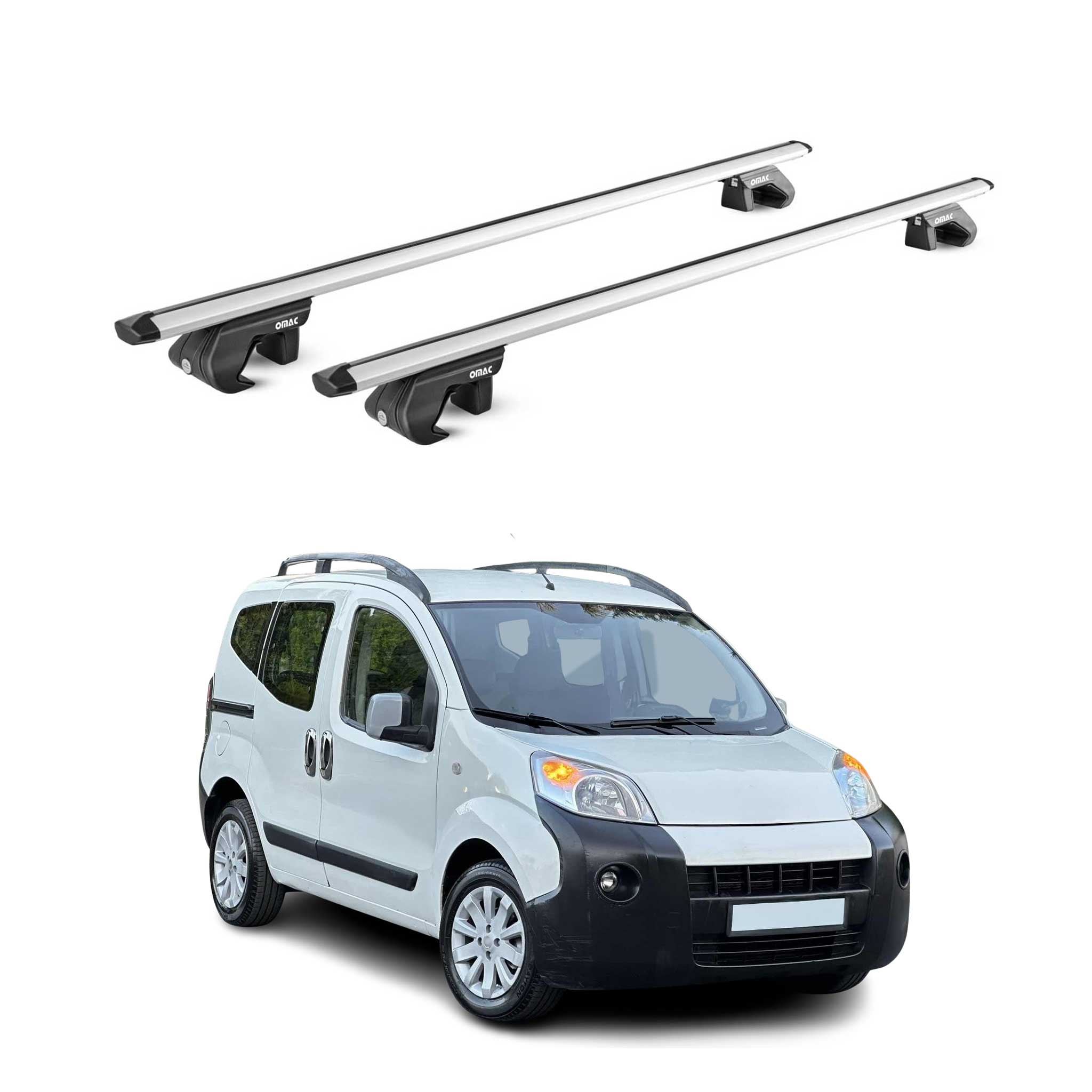 Omac Dachträger Aluminium Tüv Geprüft Für Citroen Nemo 2008-2013 3-5 Tür – Für Standard Dachreling – T Nut – Max 90 Kg – 2 Schlösser Silber