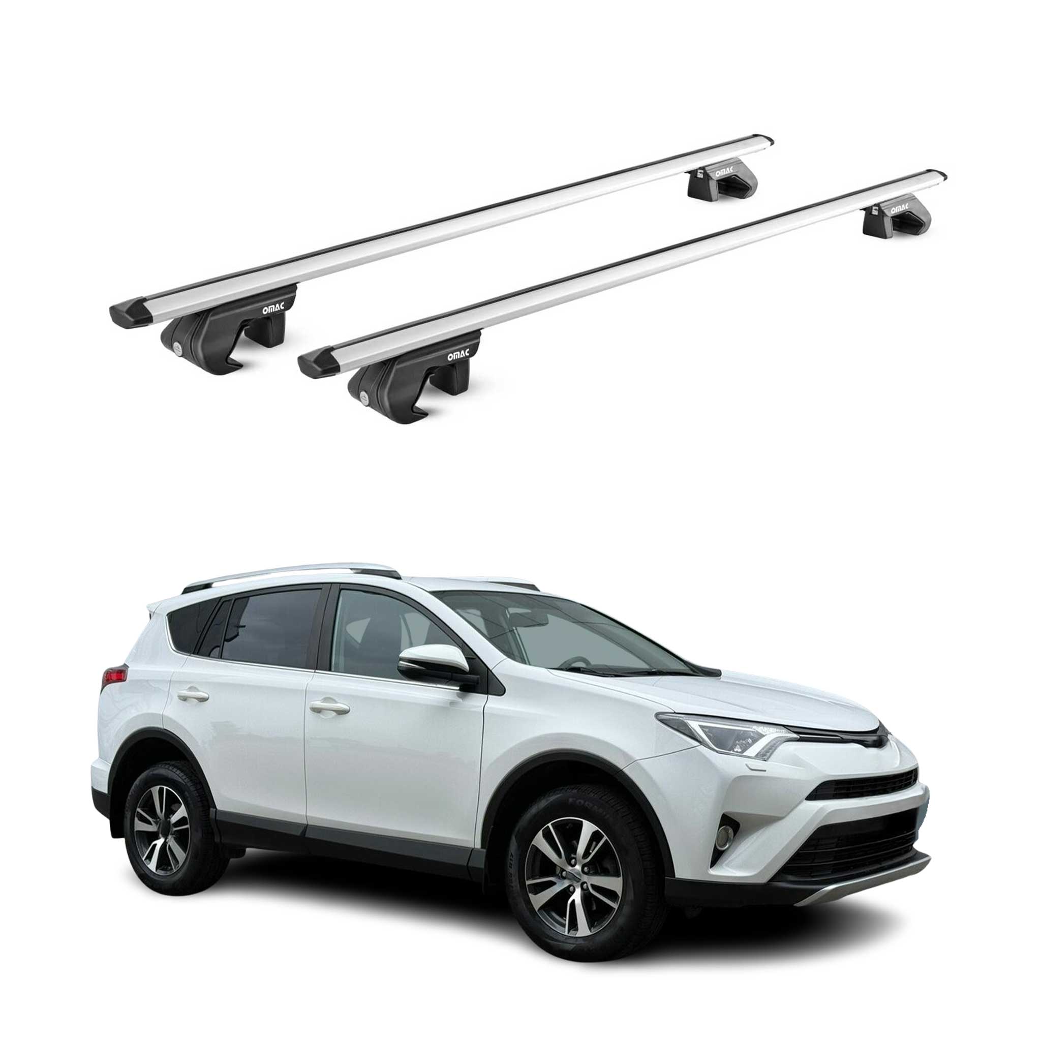 Omac Dachträger Aluminium Tüv Geprüft Für Toyota Rav4 Iv 2013-2018 – Für Standard Dachreling – T Nut – Max 90 Kg – 2 Schlösser Silber