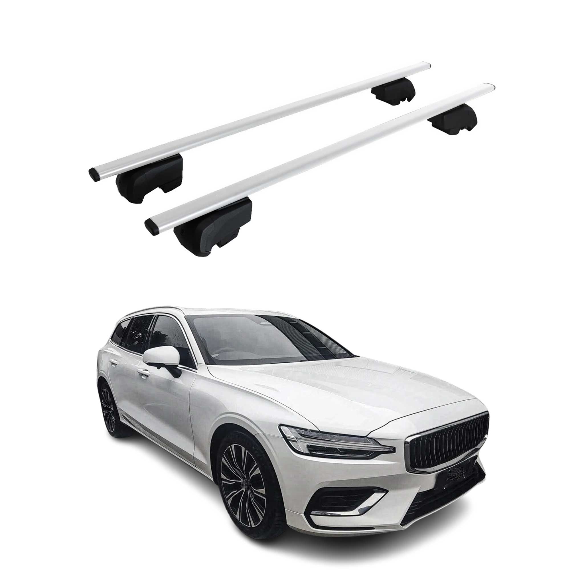 Omac Dachtrager Quertrager Für Volvo V60 Ii 2019-2026 – City Crash Getestet – Iso Pas 11154:2006 – Abschliessbar – Max 75 Kg – 2 Stangen Stahl Silber