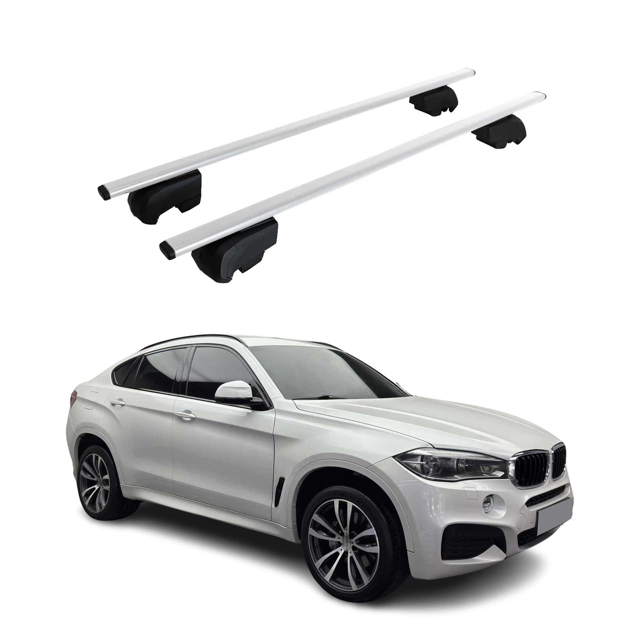 Omac Dachtrager Quertrager Für Bmw X6 F16 F86 2014-2019 – City Crash Getestet – Iso Pas 11154:2006 – Abschliessbar – Max 75 Kg – 2 Stangen Stahl Silber