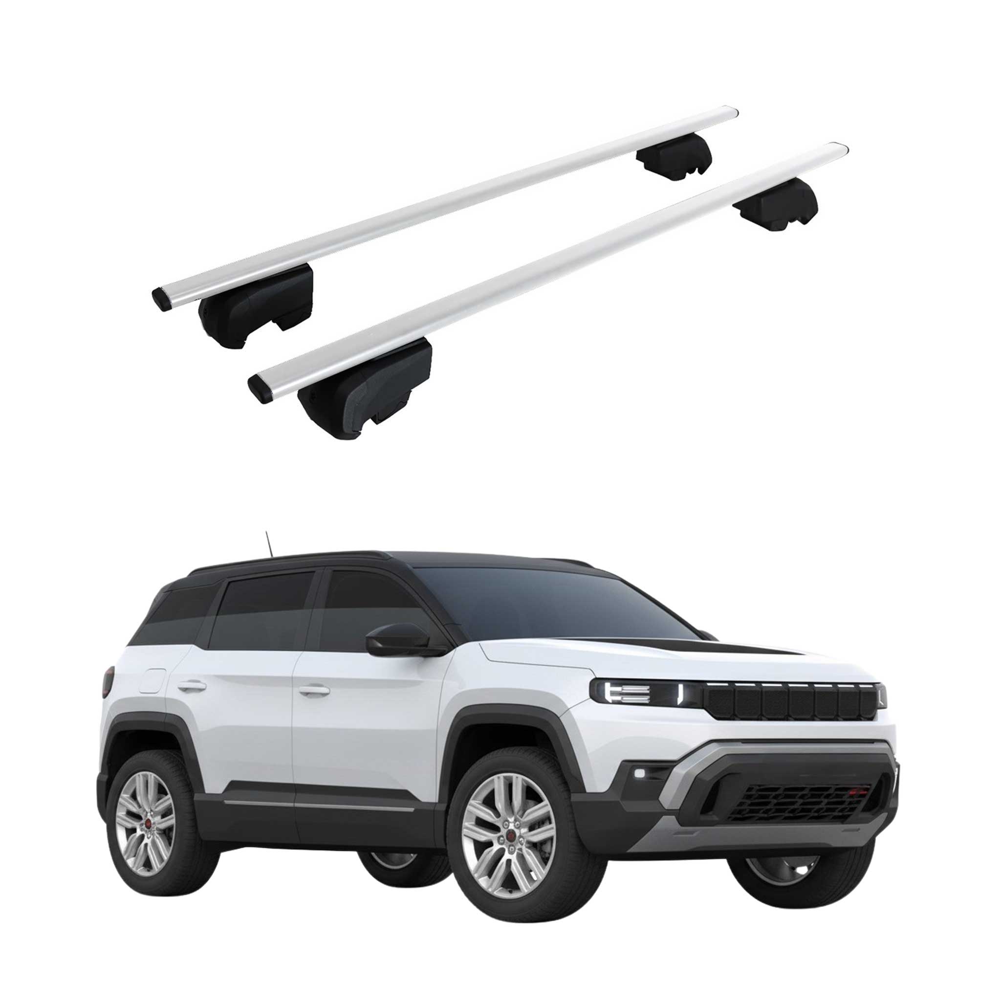 Omac Dachtrager Quertrager Für Jeep Compass Iii J4u Ab 2026 – City Crash Getestet – Iso Pas 11154:2006 – Abschliessbar – Max 75 Kg – 2 Stangen Stahl Silber