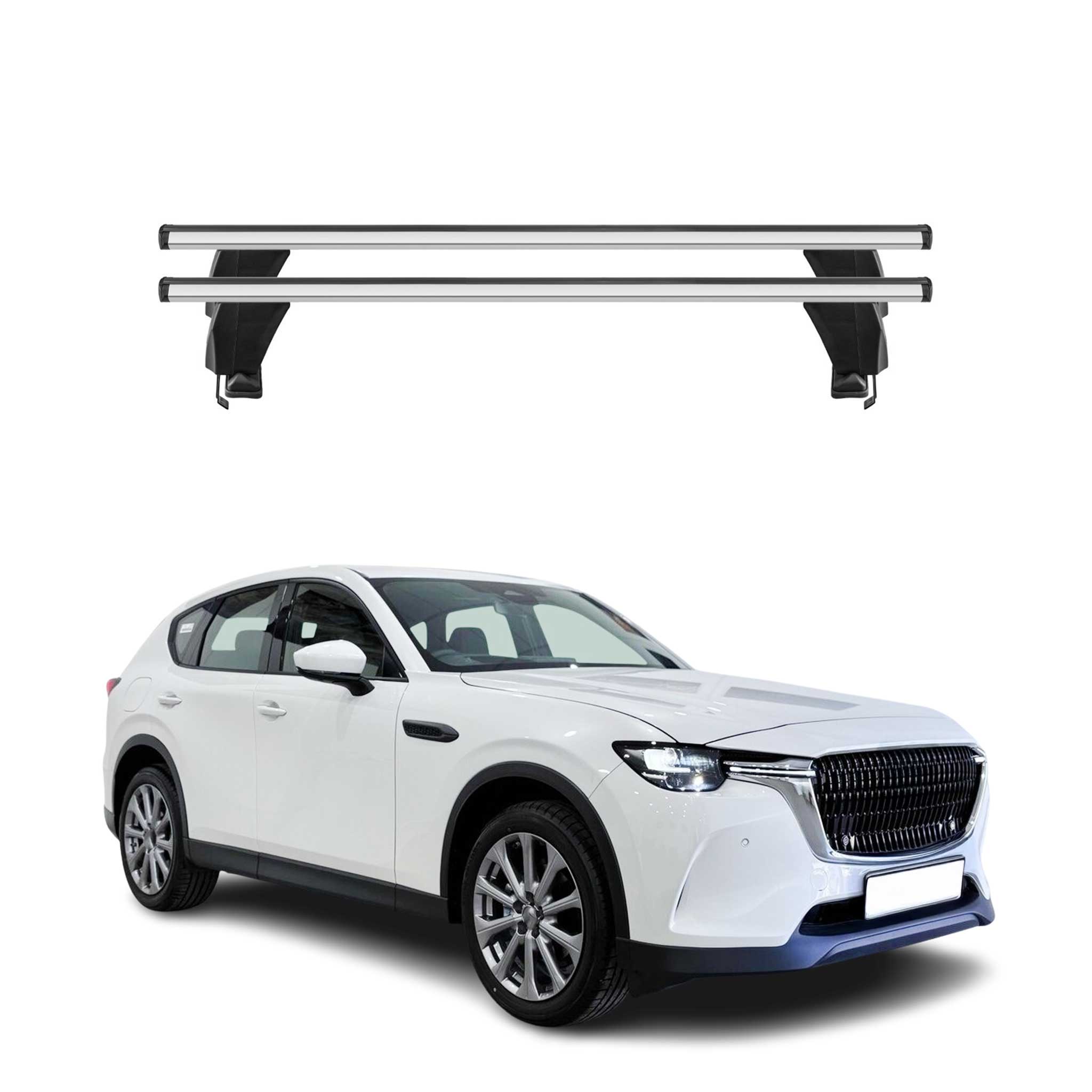 Omac Dachträger Querträger Alu Für Mazda Cx-60 2022-2026 – Abschließbar – T-nut – City-crash-getestet – Max. 50 Kg Silber