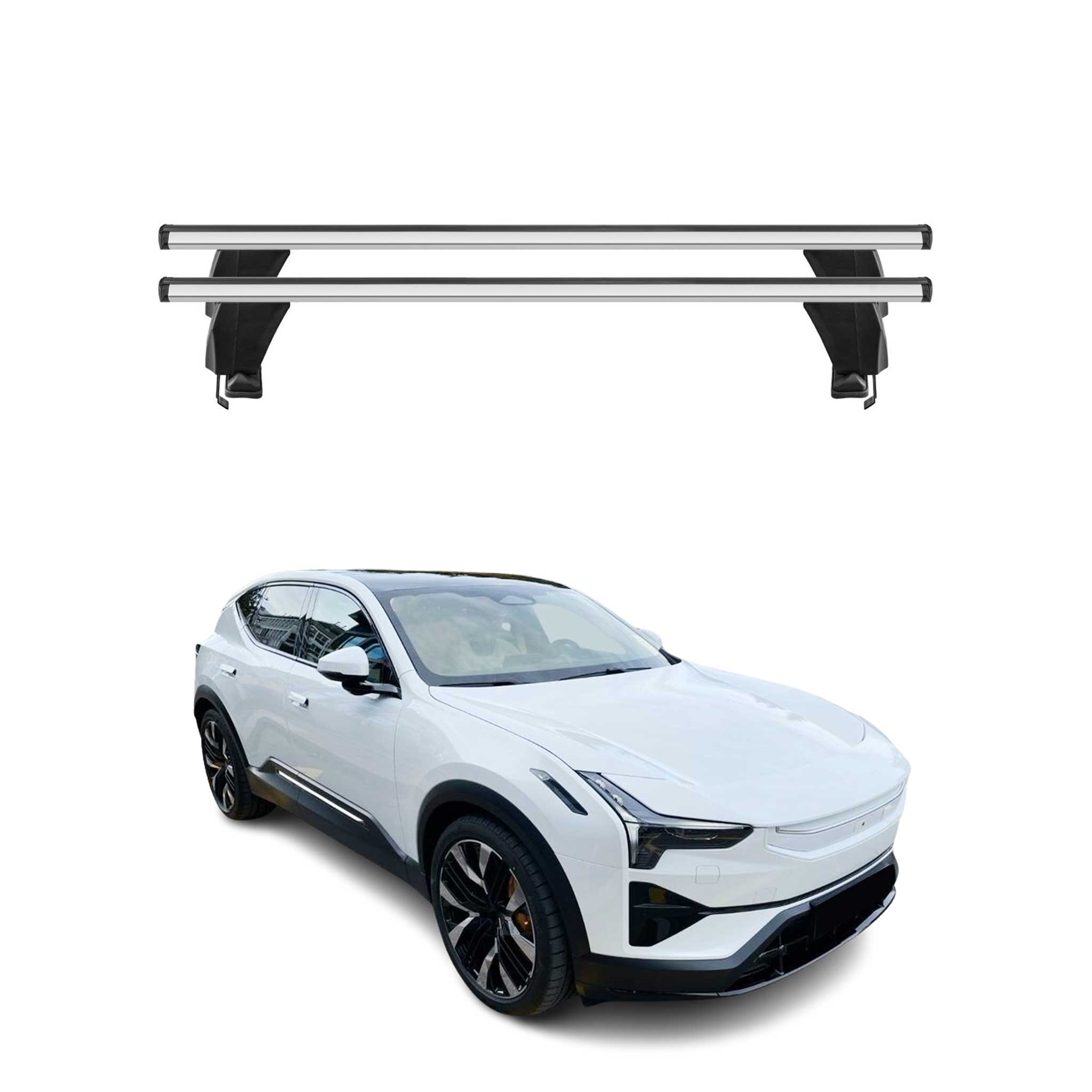 Omac Dachträger Querträger Alu Für Polestar 2 2020-2026 – Abschließbar – T-nut – City-crash-getestet – Max. 50 Kg Silber