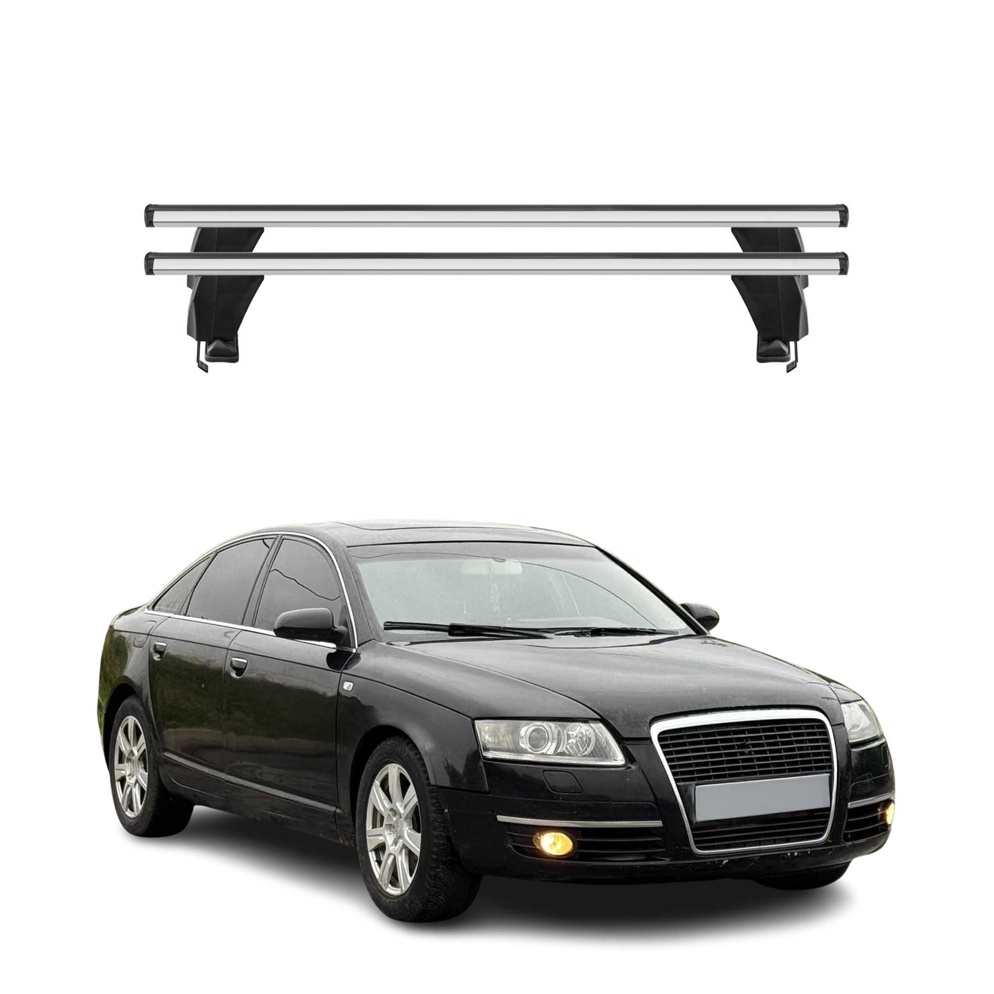 Omac Dachträger Querträger Alu Für Audi A6 C6 Limo 2004-2011 – Abschließbar – T-nut – City-crash-getestet – Max. 50 Kg Silber