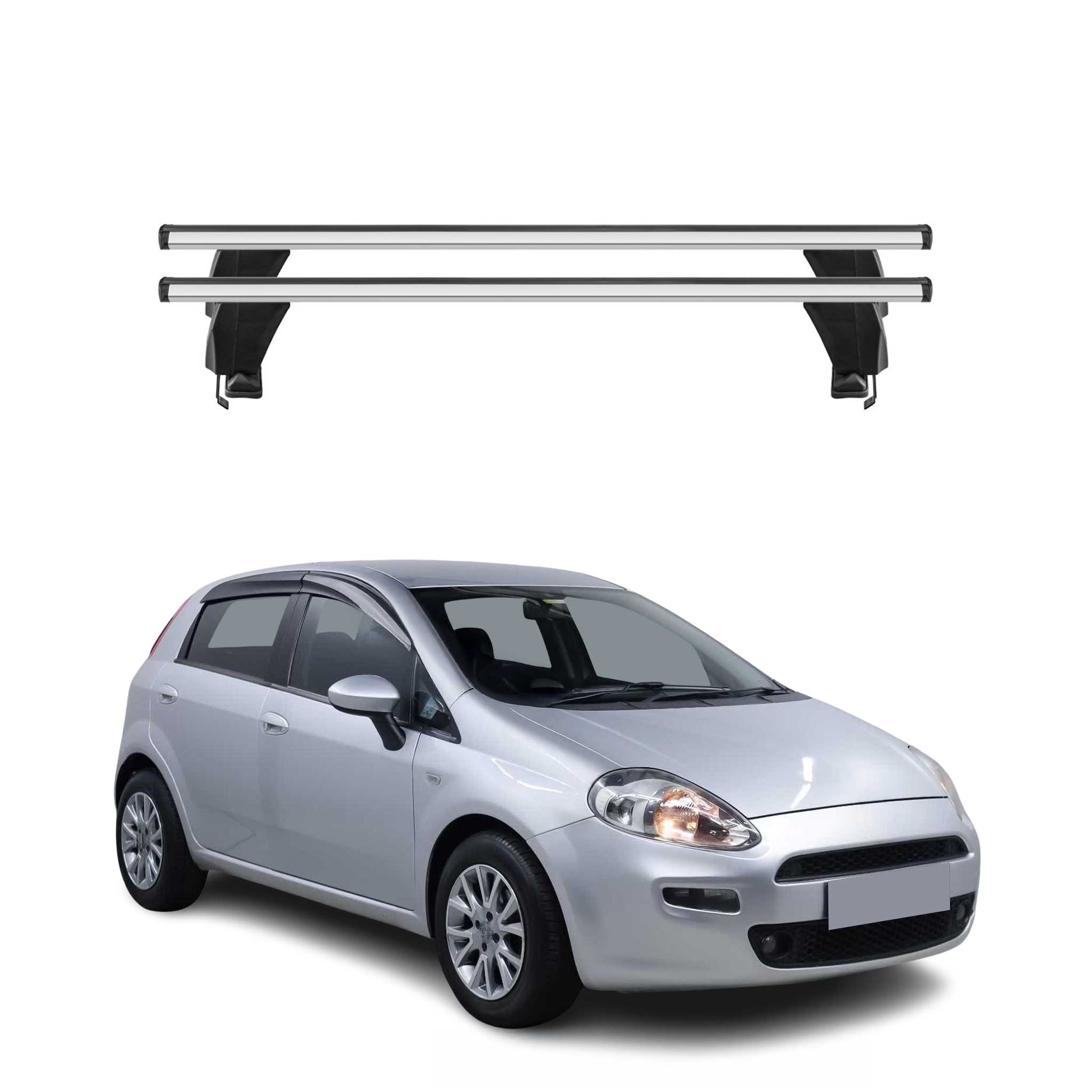 Omac Dachträger Querträger Alu Für Fiat Punto Evo 2009-2012 3tür – Abschließbar – T-nut – City-crash-getestet – Max. 50 Kg Silber