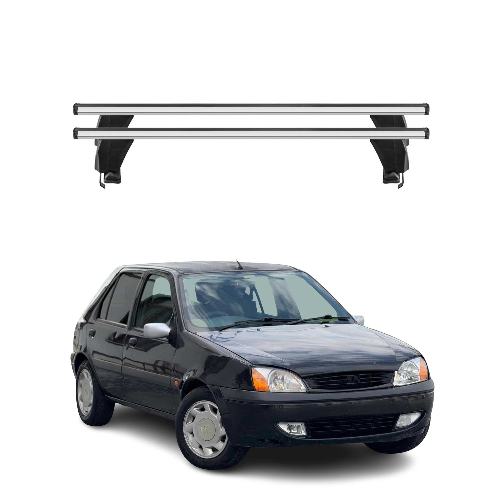 Omac Dachträger Querträger Alu Für Ford Fiesta Mk4 1995-2002 – Abschließbar – T-nut – City-crash-getestet – Max. 50 Kg Silber