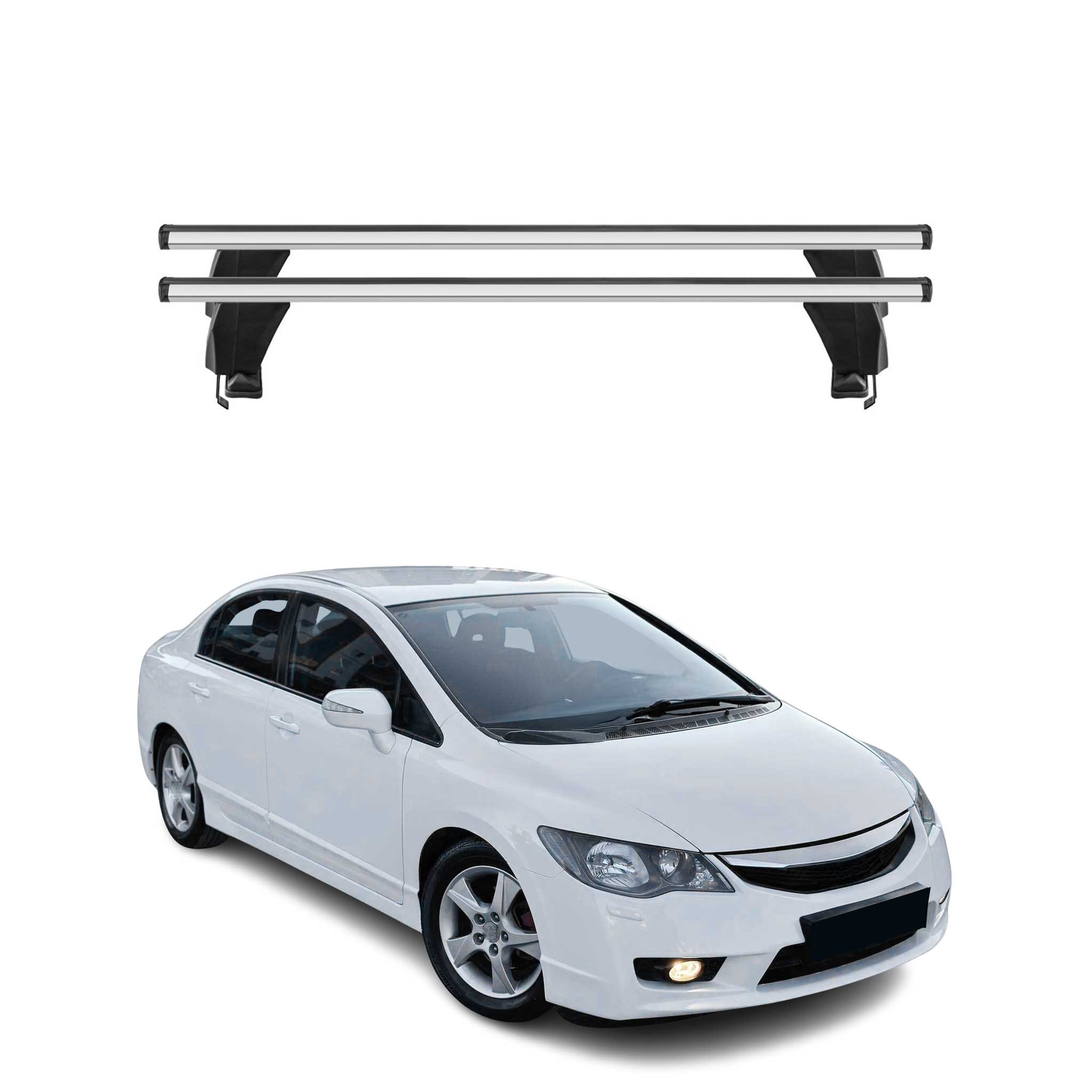 Omac Dachträger Querträger Alu Für Honda Civic Mk8 2006-2011 – Abschließbar – T-nut – City-crash-getestet – Max. 50 Kg Silber