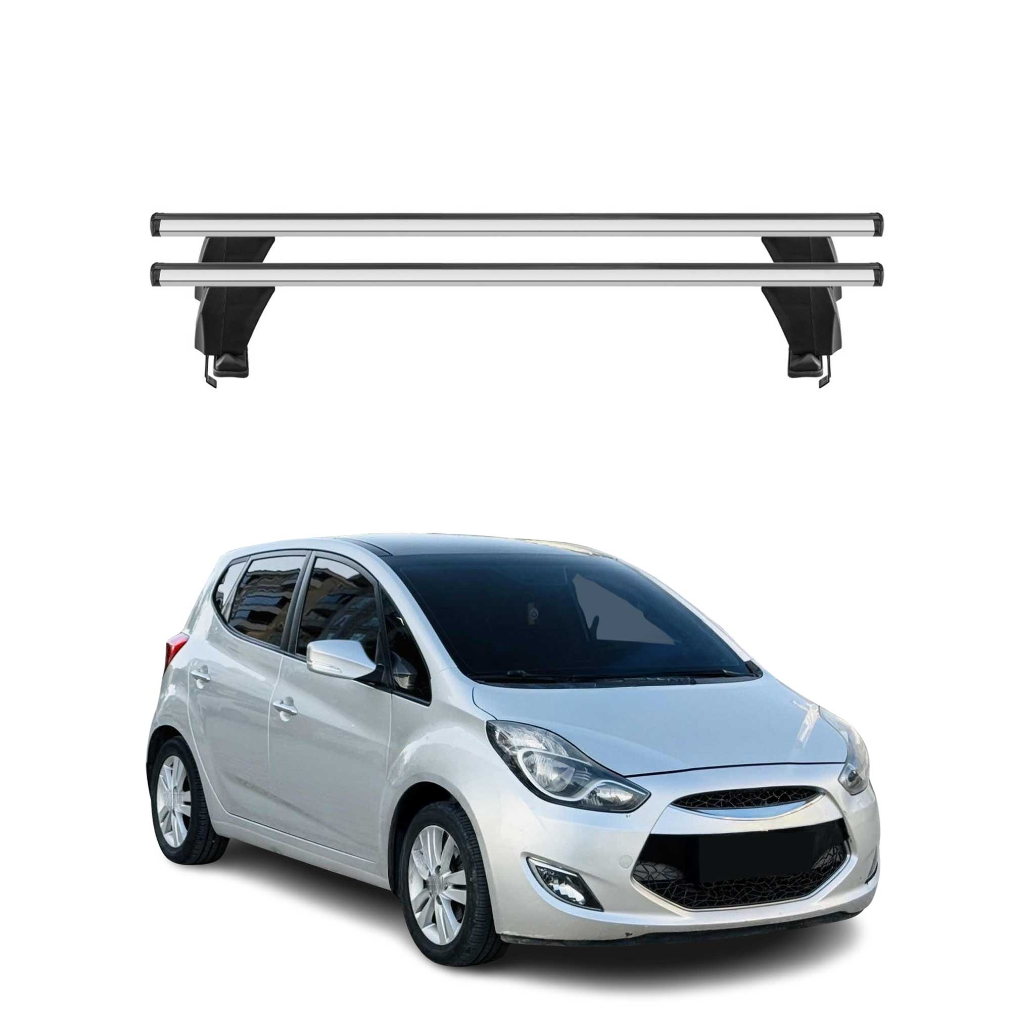 Omac Dachträger Querträger Alu Für Hyundai Ix20 2010-2019 – Abschließbar – T-nut – City-crash-getestet – Max. 50 Kg Silber