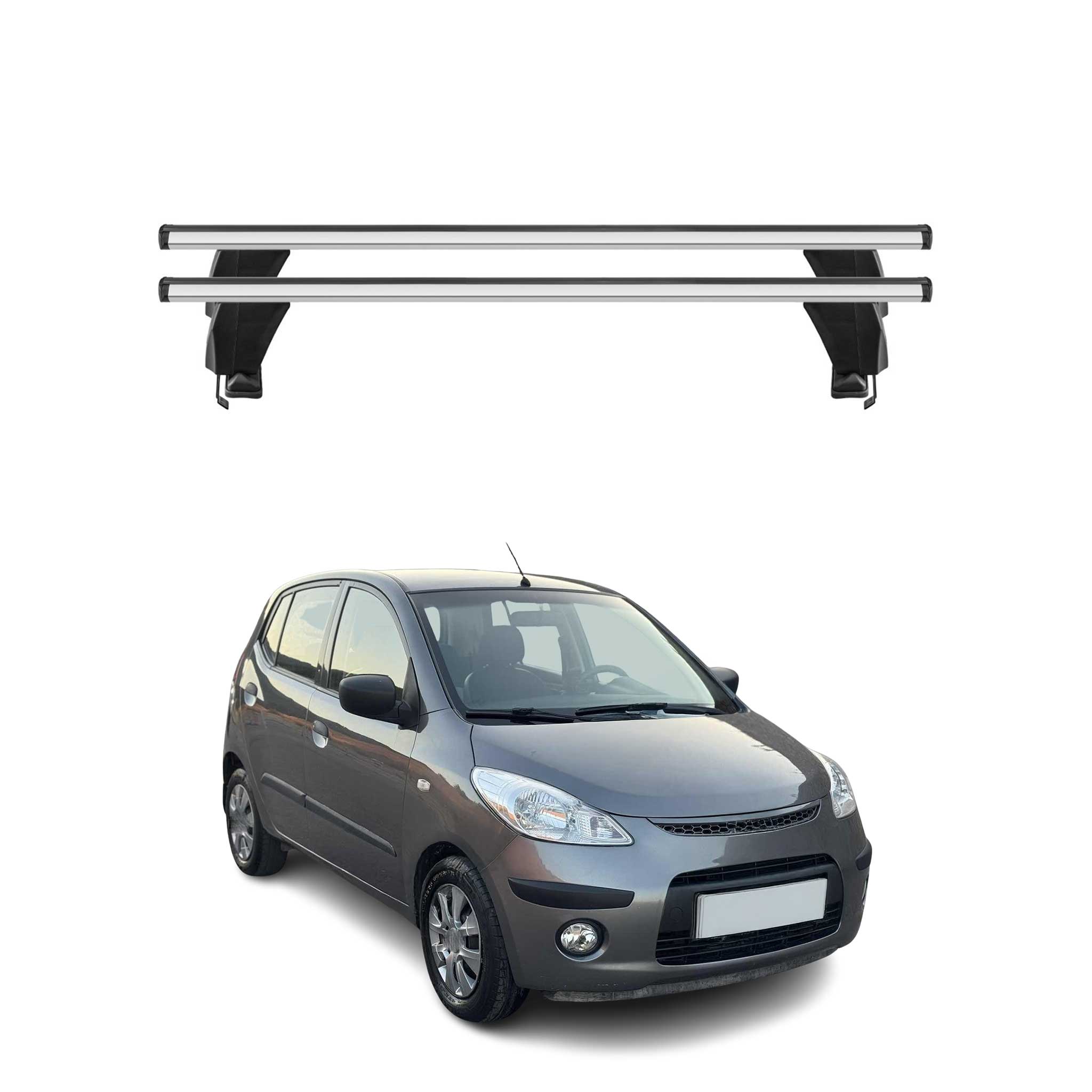 Omac Dachträger Querträger Alu Für Hyundai I10 I 2008-2013 – Abschließbar – T-nut – City-crash-getestet – Max. 50 Kg Silber