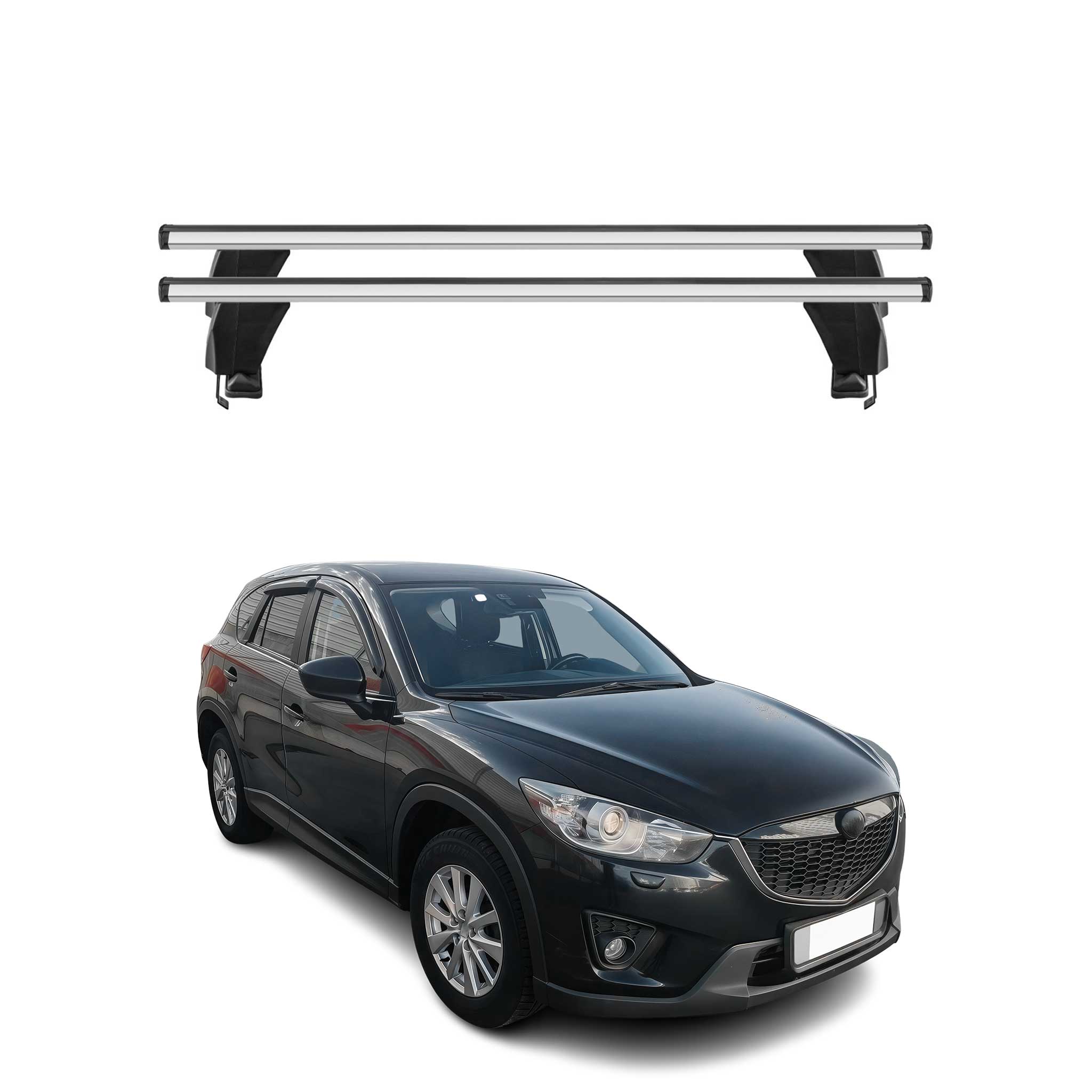Omac Dachträger Querträger Alu Für Mazda Cx-5 I 2013-2016 – Abschließbar – T-nut – City-crash-getestet – Max. 50 Kg Silber