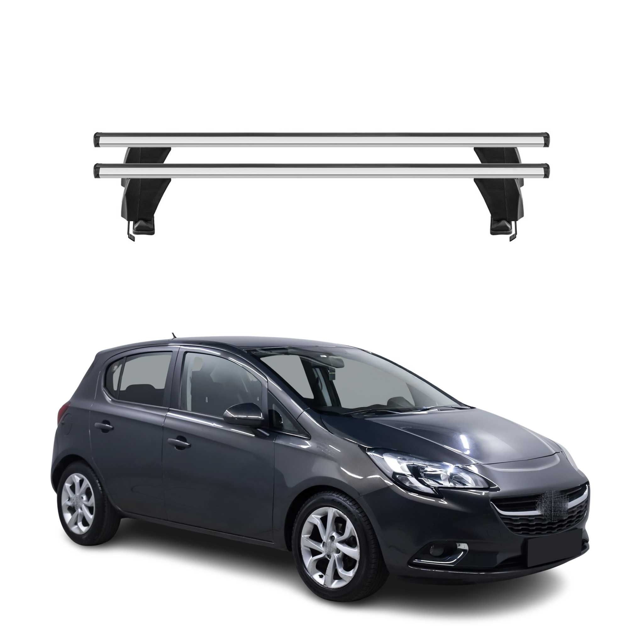 Omac Dachträger Querträger Alu Für Opel Corsa E 2014-2019 – Abschließbar – T-nut – City-crash-getestet – Max. 50 Kg Silber