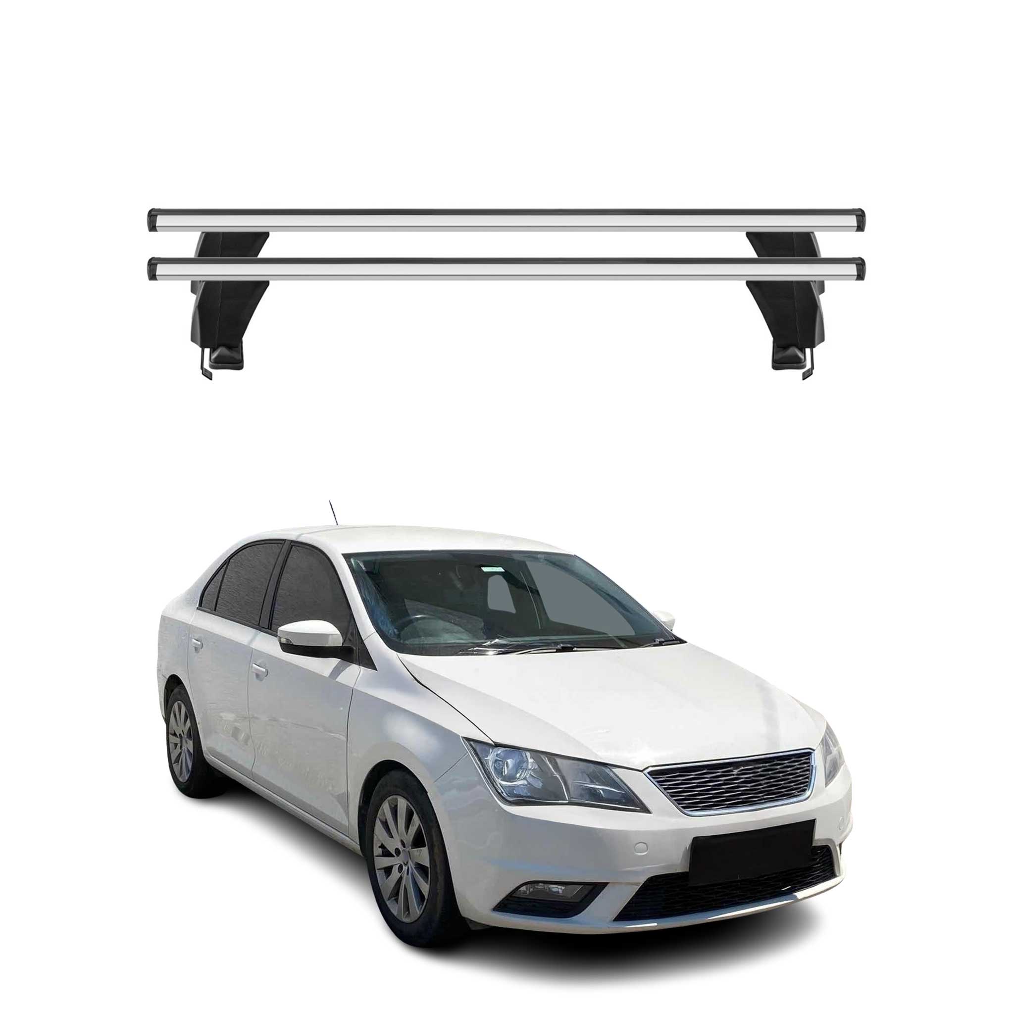 Omac Dachträger Querträger Alu Für Seat Toledo Iv 2012-2019 – Abschließbar – T-nut – City-crash-getestet – Max. 50 Kg Silber