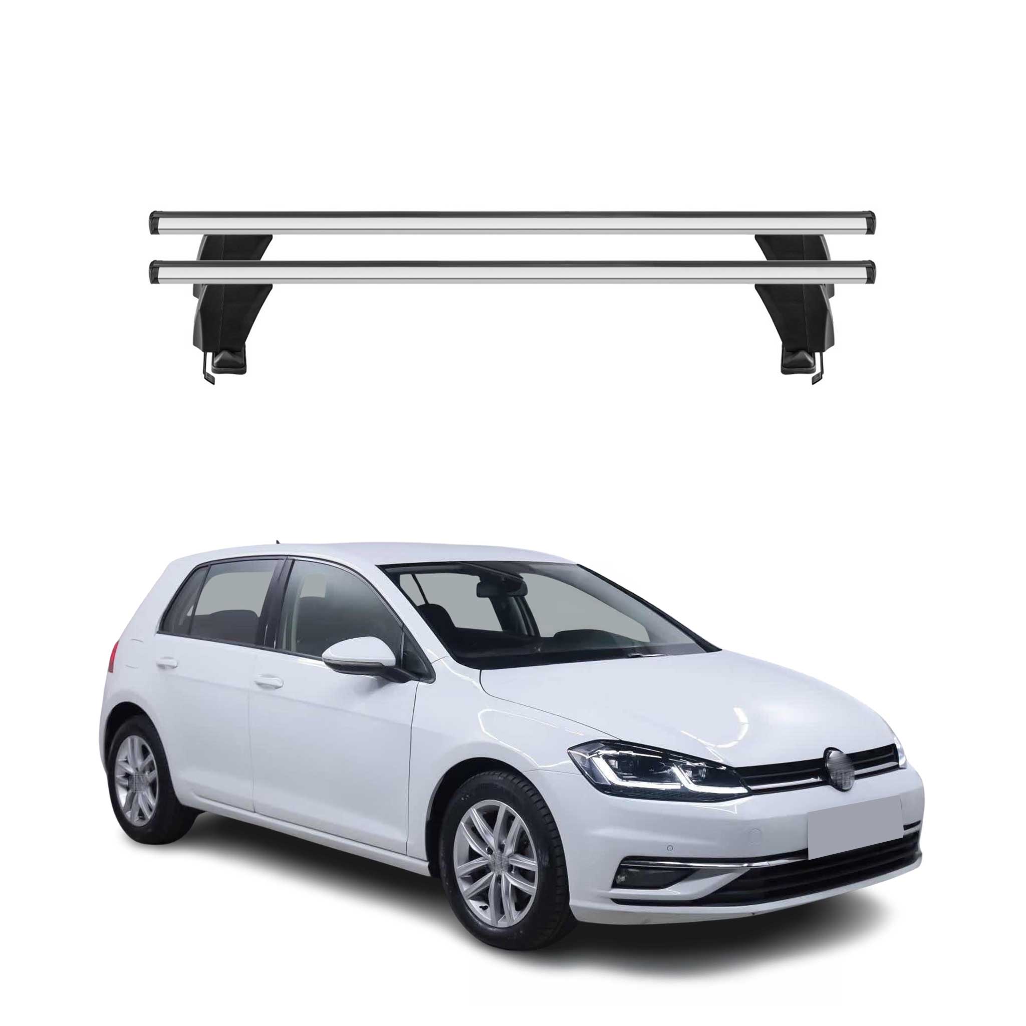 Omac Dachträger Querträger Alu Für Vw Golf Mk7 2012-2020 – Abschließbar – T-nut – City-crash-getestet – Max. 50 Kg Silber
