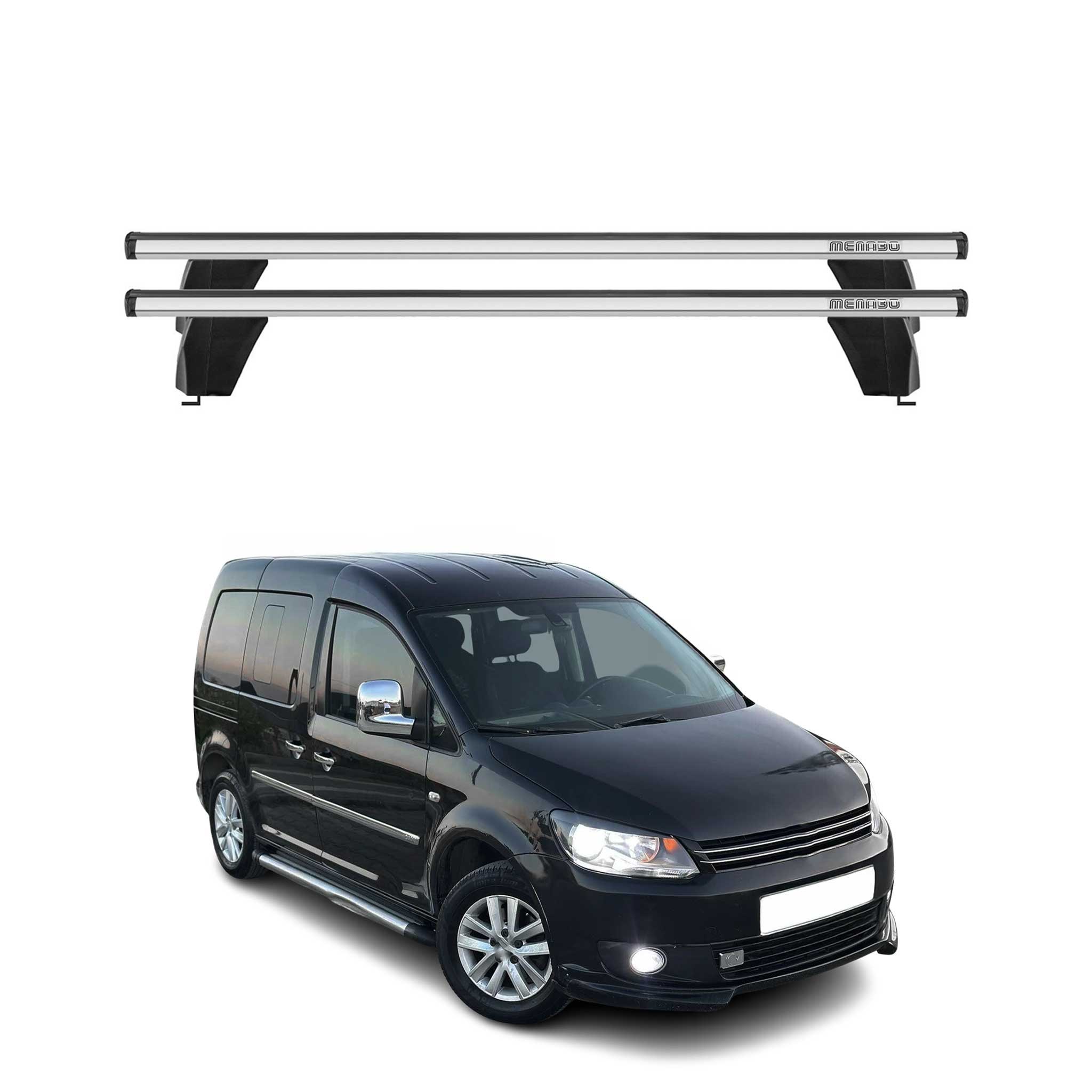 Omac Dachträger Querträger Alu Für Vw Caddy Life 2010-2015 – Abschließbar – T-nut – City-crash-getestet – Max. 75 Kg Silber