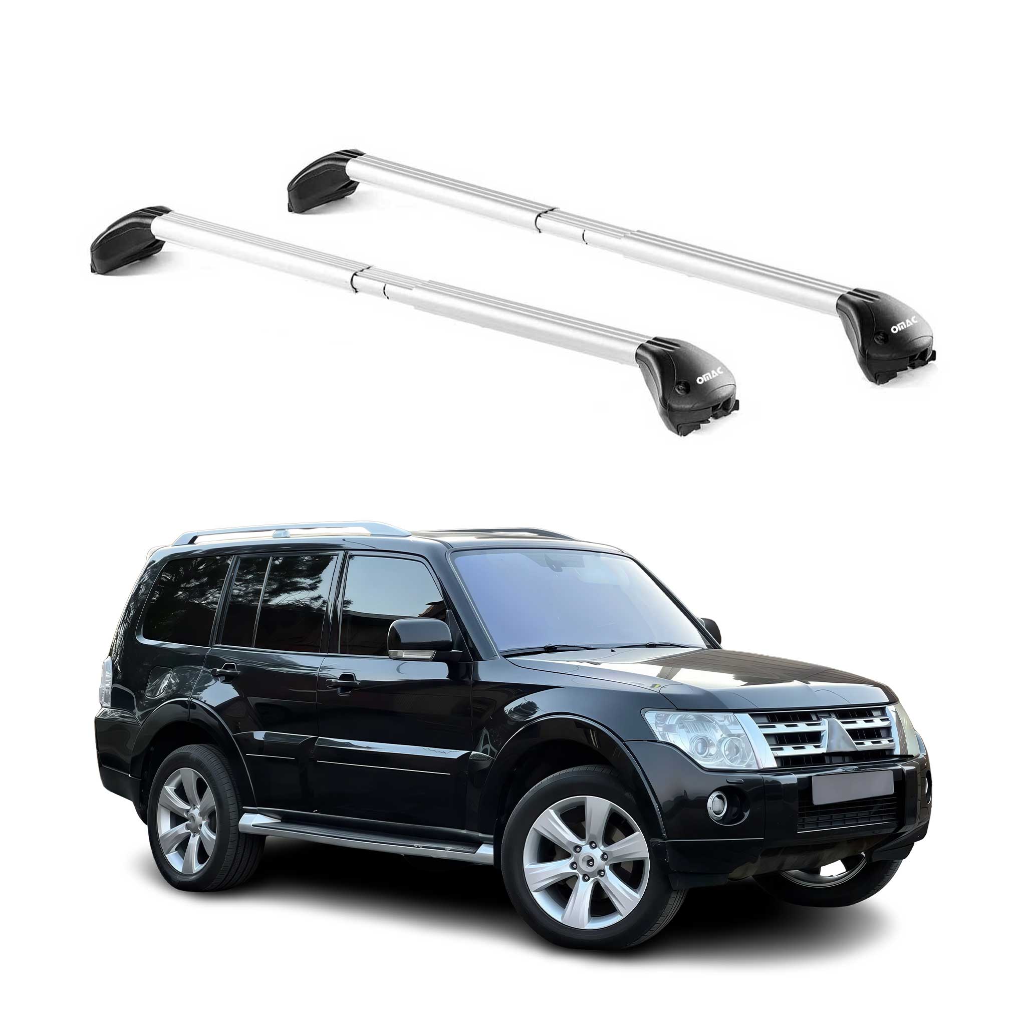 Omac Dachträger Querträger Tüv Geprüft Für Mitsubishi Pajero Iii Iv 2000-2018 – Abschließbar (4 Schlösser) – Max 100 Kg – Edelstahlband + Gummischutz Silber