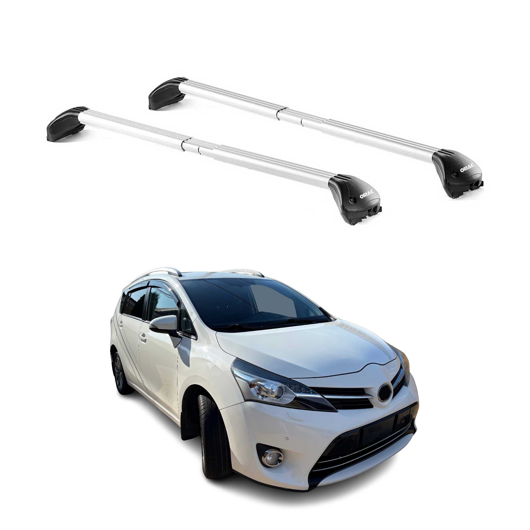 Omac Dachträger Querträger Tüv Geprüft Für Toyota Verso 2009-2018 – Abschließbar (4 Schlösser) – Max 100 Kg – Edelstahlband + Gummischutz Silber