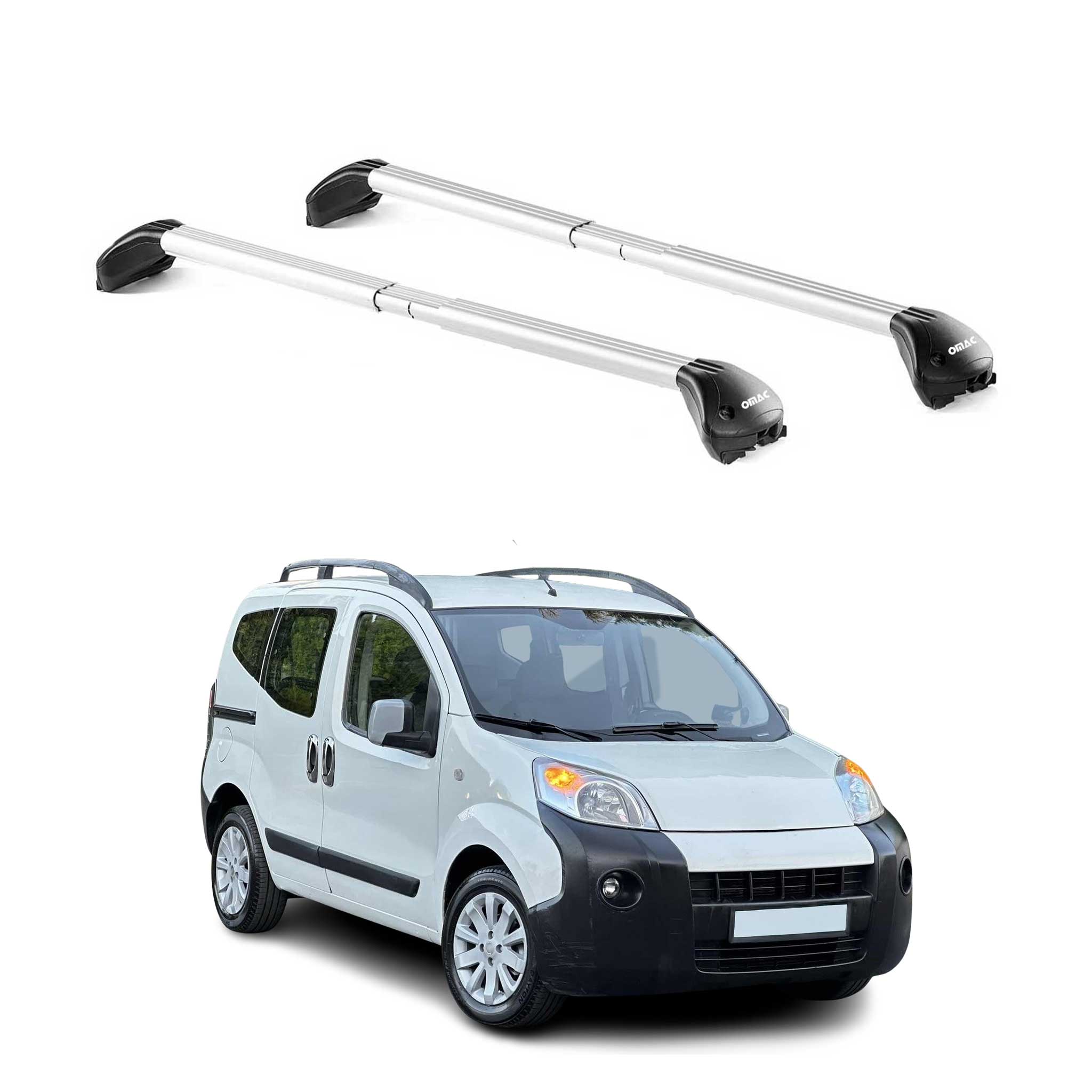 Omac Dachträger Querträger Tüv Geprüft Für Citroen Nemo 2008-2013 3-5 Tür – Abschließbar (4 Schlösser) – Max 100 Kg – Edelstahlband + Gummischutz Silber