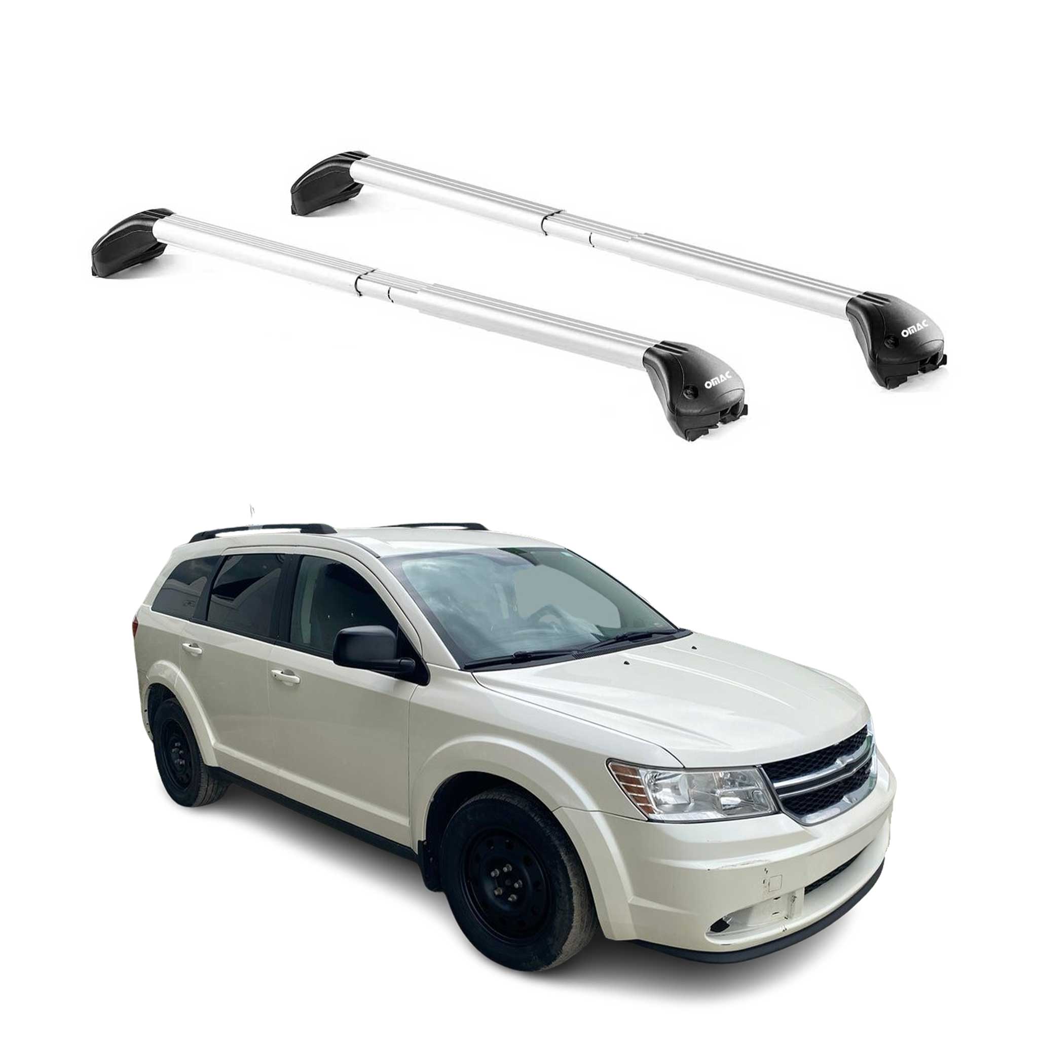 Omac Dachträger Querträger Tüv Geprüft Für Dodge Journey 2008-2011 Pre-fl – Abschließbar (4 Schlösser) – Max 100 Kg – Edelstahlband + Gummischutz Silber