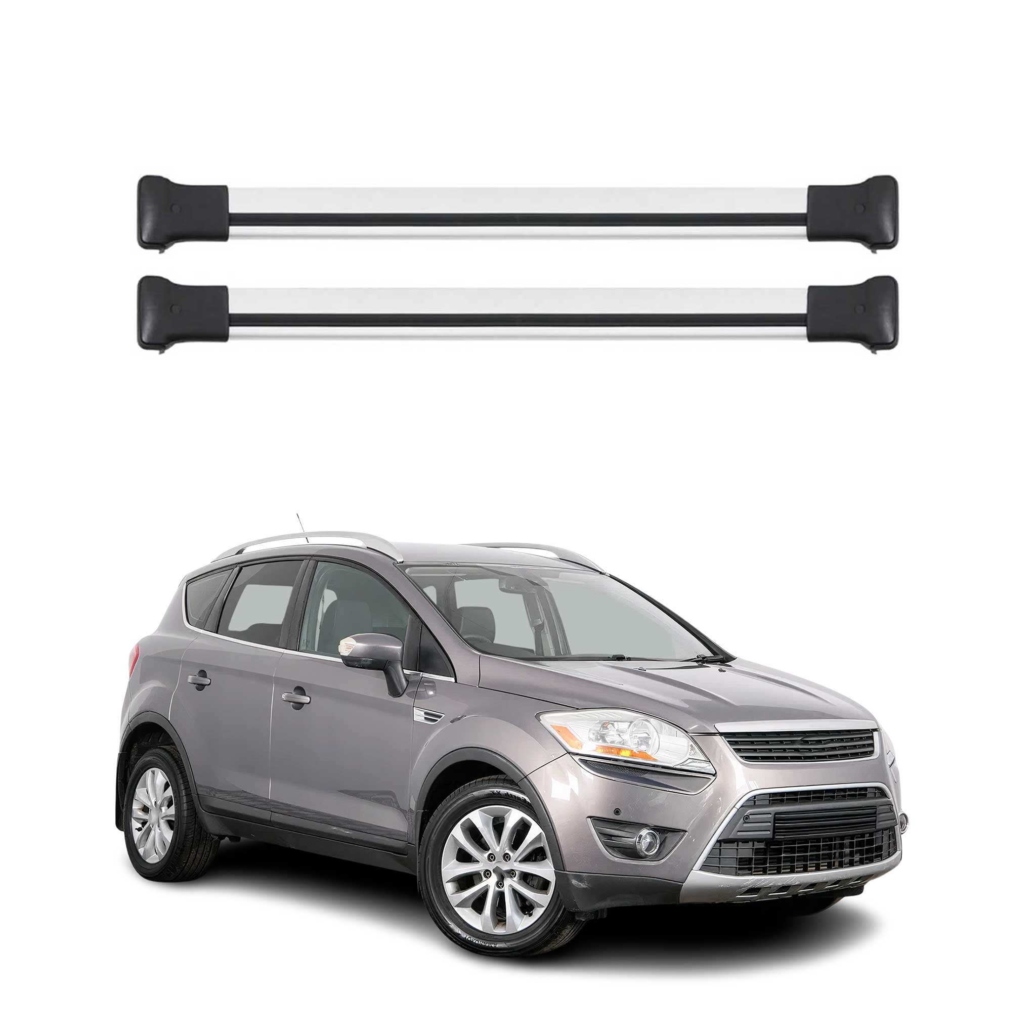 Omac Aluminium Dachträger Querträger Für Ford Kuga I 2008-2012 – Max. 75 Kg – 2 Stangen Silber