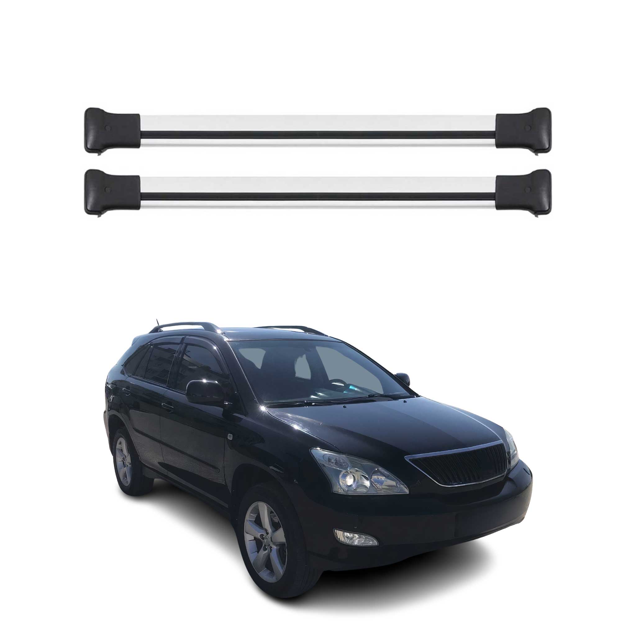 Omac Aluminium Dachträger Querträger Für Lexus Rx Ii 2004-2009 – Max. 75 Kg – 2 Stangen Silber