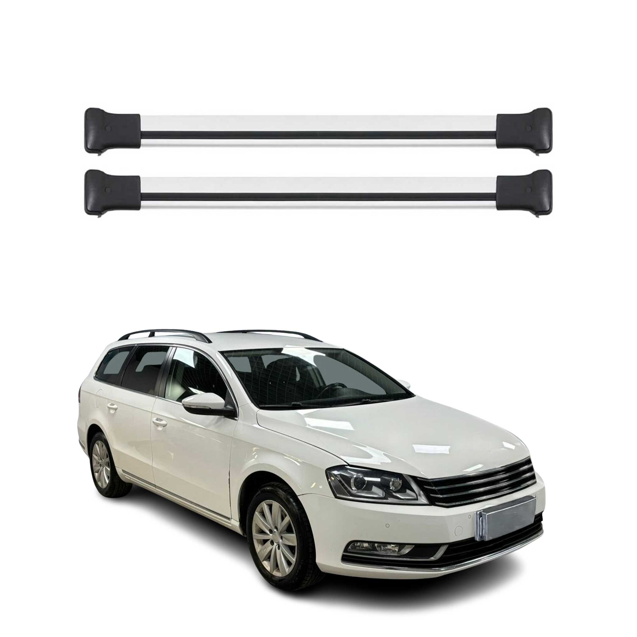Omac Aluminium Dachträger Querträger Für Vw Passat B7 Variant 2010-2014 – Max. 75 Kg – 2 Stangen Silber