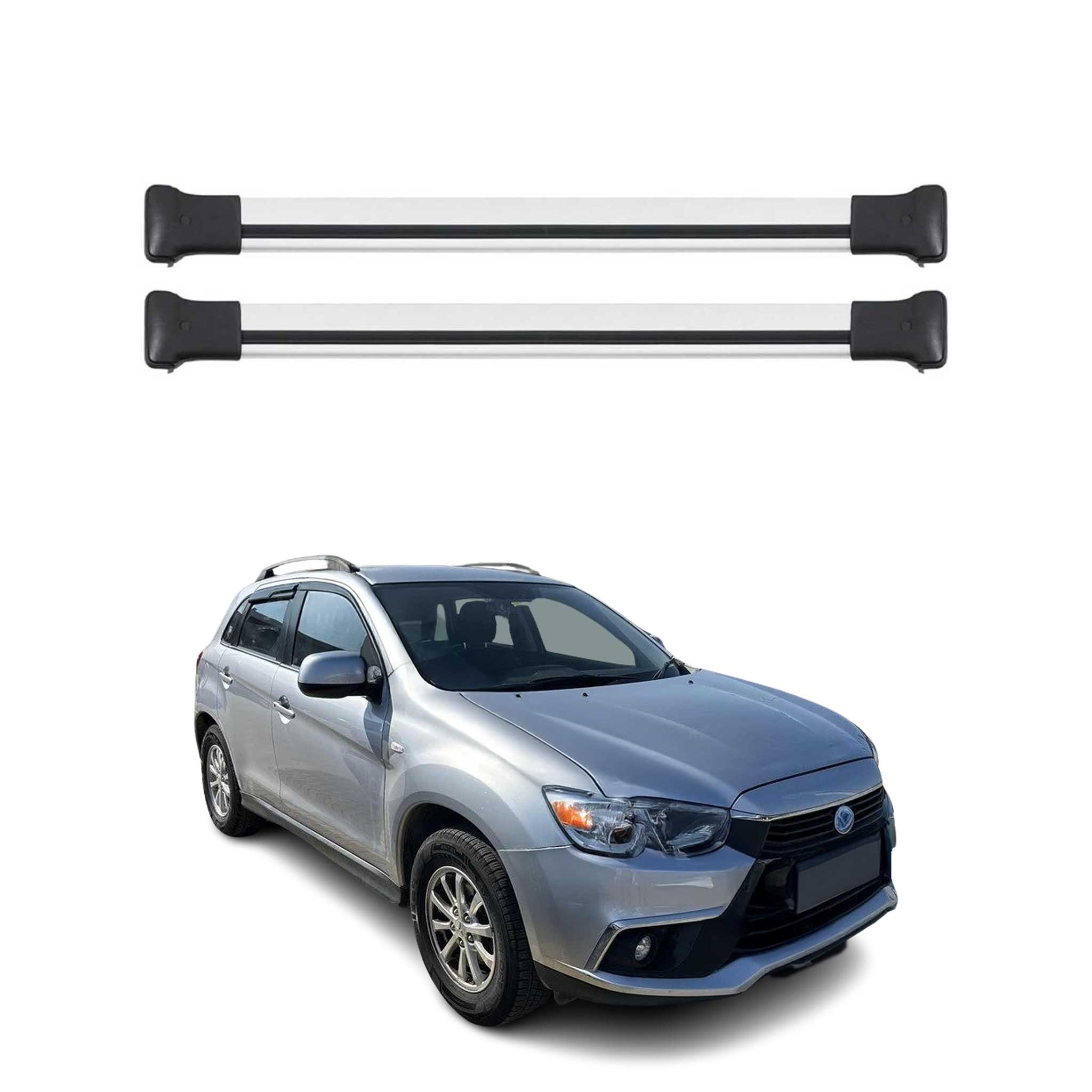 Omac Aluminium Dachträger Querträger Für Mitsubishi Asx 2010-2023 – Max. 75 Kg – 2 Stangen Silber