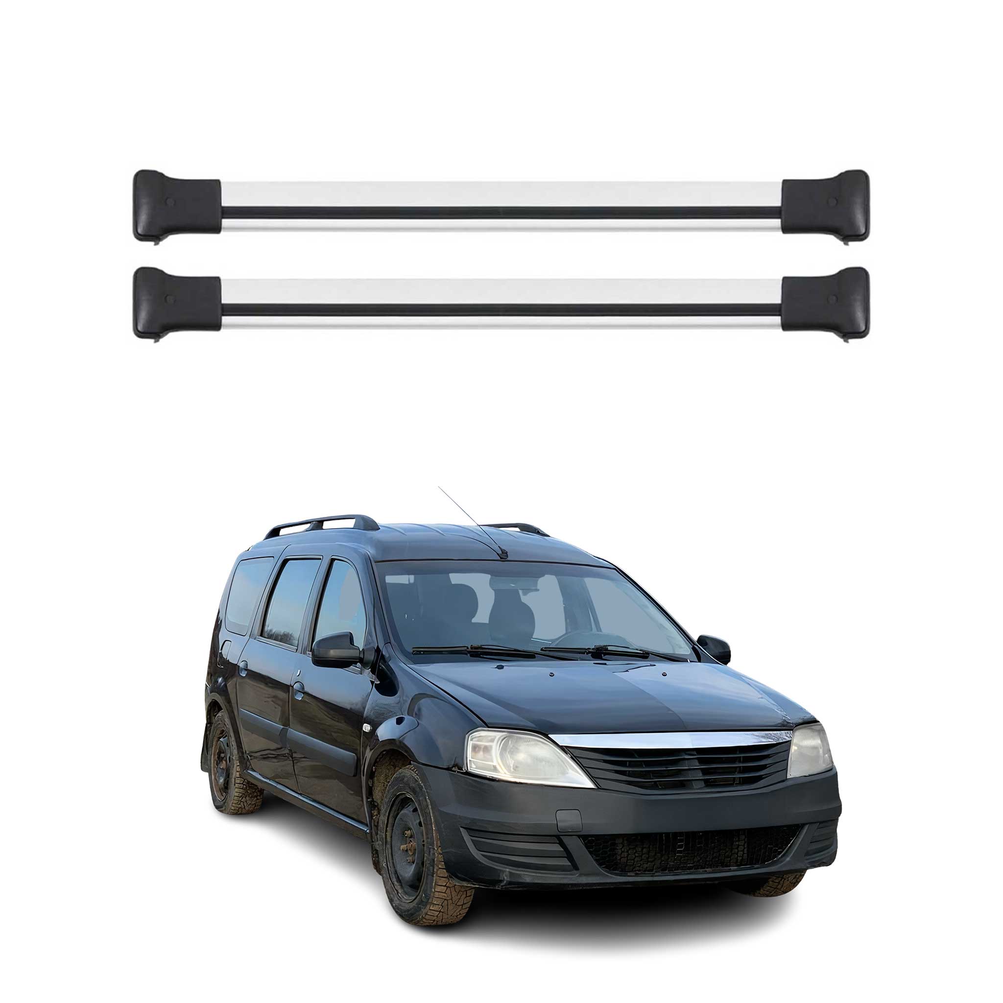 Omac Aluminium Dachträger Querträger Für Dacia Logan Mcv Mk1 2006-2012 – Max. 75 Kg – 2 Stangen Silber