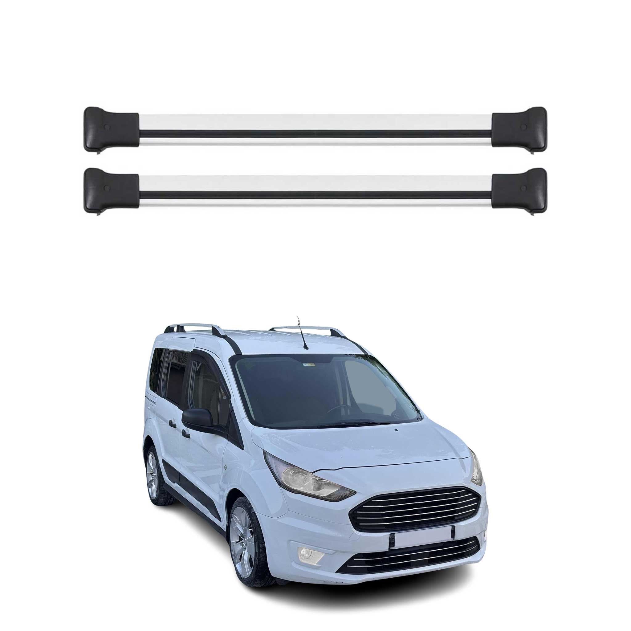Omac Aluminium Dachträger Querträger Für Ford Connect Ii 2013-2021 – Tüv / Din 75302:2019 – Max. 75 Kg – 2 Stangen Silber