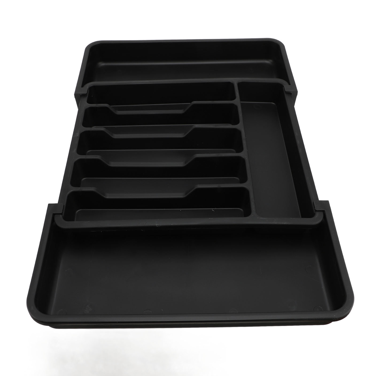 Aufbewahrungsbox „silberkästchen“, Verstellbarer Besteckhalter, Ausziehbare Kunststoffschublade