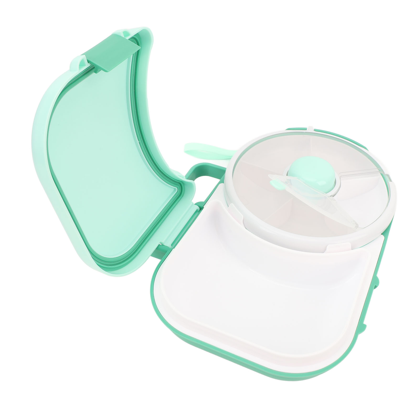 Drehbarer Snackteller Für Zu Hause Und Unterwegs, Auslaufsicher, Feuchtigkeitsbeständig, Mit Deckel, Für Kinder, Für Nüsse Und Snacks, In Mintgrün