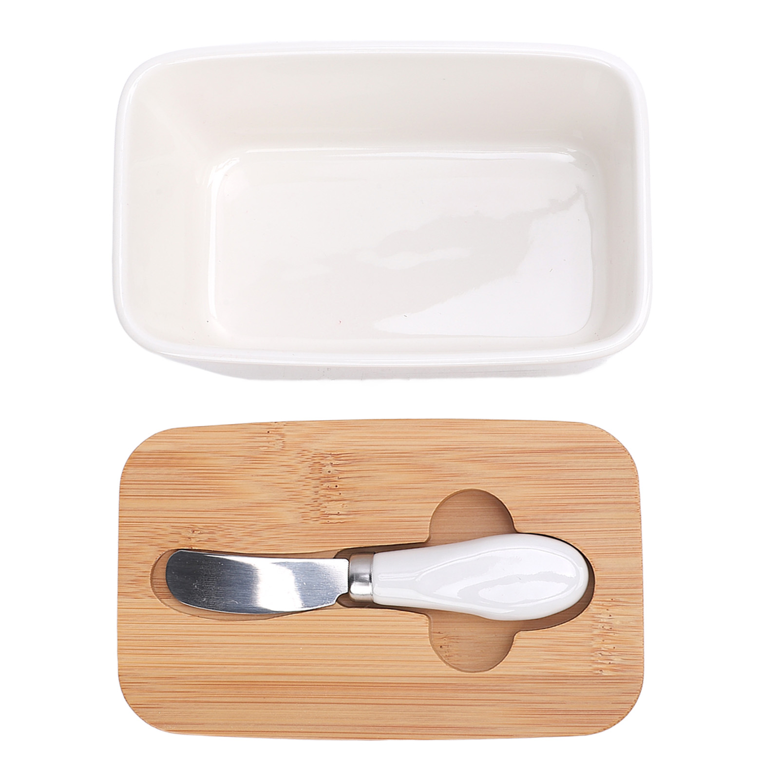 500-ml-keramikbehälter Mit Holzdeckel, Luftdichter Behälter Für Butter, Kuchen, Kekse, Aufbewahrung Und Konservierung
