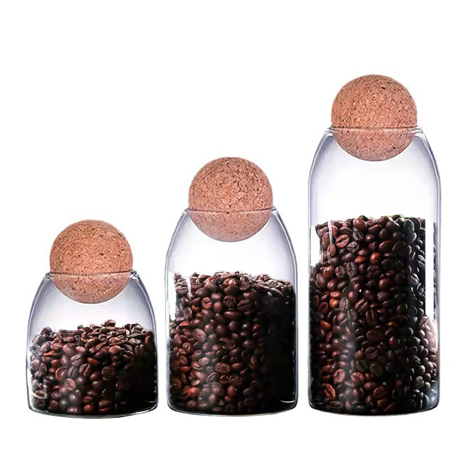 Luftdichtes Glasgefäß Mit Kugelförmigem Korken (erhältlich In Den Größen Groß, Mittel Und Klein) Zur Aufbewahrung Von Tee, Kaffeebohnen, Müsli Und Snacks – Küchenvorratsglas