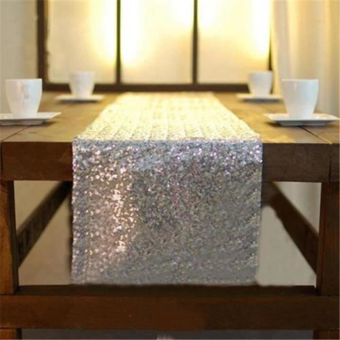 Silberner Glitzernder Tischfahne 30 X 275 Cm