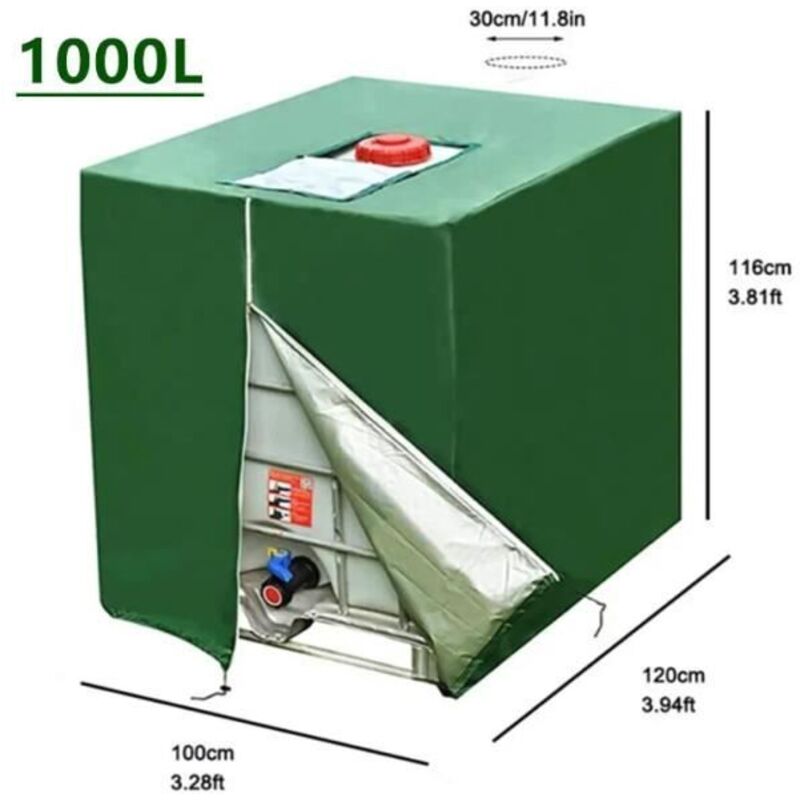 Schutzhülle Für 1000l Ibc-tank, 420d Uv-beständige Abdeckung Mit Grünem Verschluss Für Wassertank.