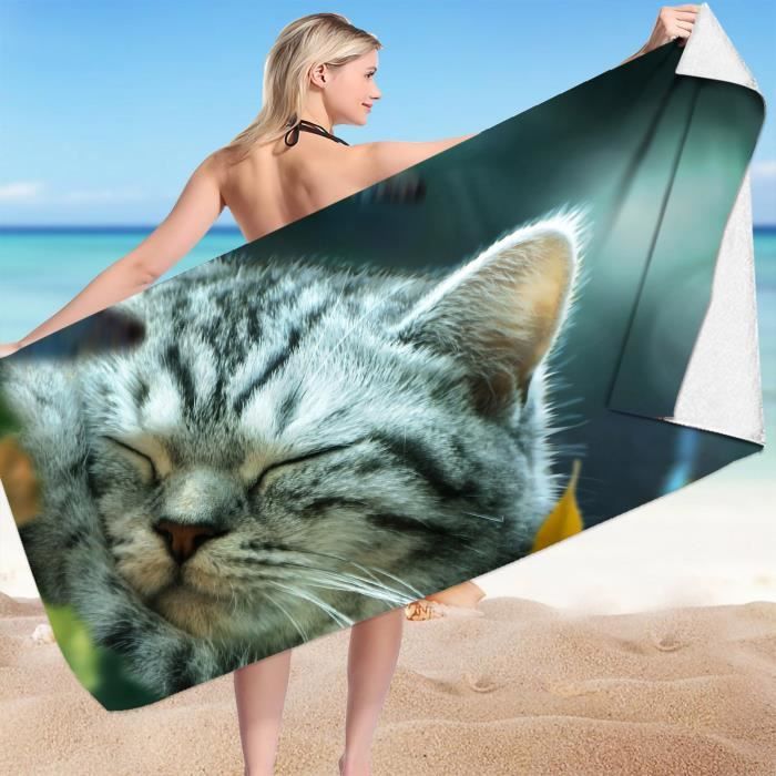 Kinder-strandtuch – Unbekannte Marke – Süße Katze – Mikrofaser – Rosa – 70 X 150 Cm