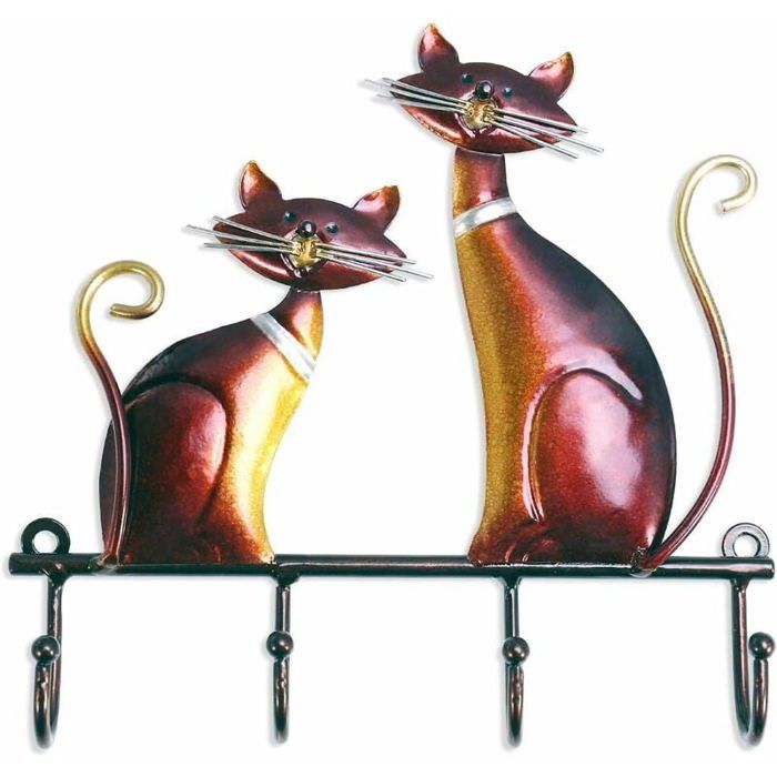 Dekorativer Wandhaken Mich In Katzenform – Metall – 20x3x19 Cm – Weinrot – Handbemalt – Multifunktional