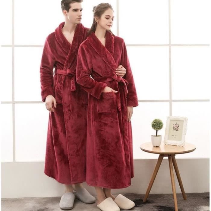 Unisex-bademantel – Größe Xl – Frottee-baumwolle – Rot – Spa-komfort