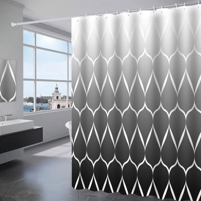 Rideau De Douche Sdlogal Aus Wasserdichtem Polyester, Maschinenwaschbar, Mit 12 Ringen (schwarz Verlauf, 180 X 200 Cm)