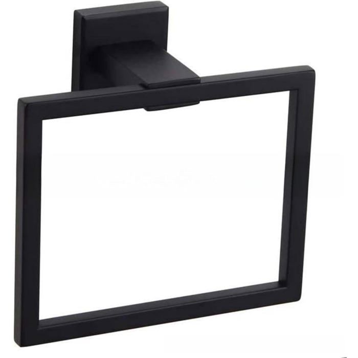 Quadratischer Handtuchhalterring Risingff, Aus Schwarzem Edelstahl Für Das Badezimmer.