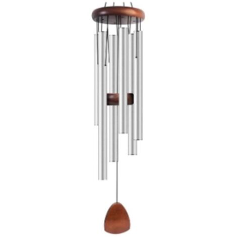 Silbernes Windspiel – Tiefer, Resonanter Klang – Wetterfeste Gartendekoration – Beruhigend