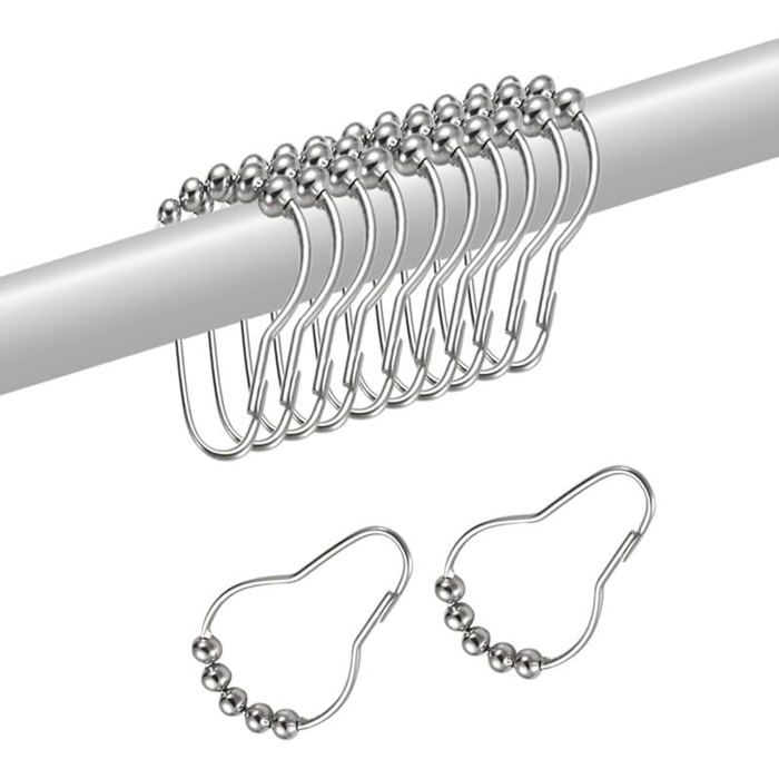 Duschvorhanghaken – Set Mit 24 Edelstahlringen Für Das Badezimmer